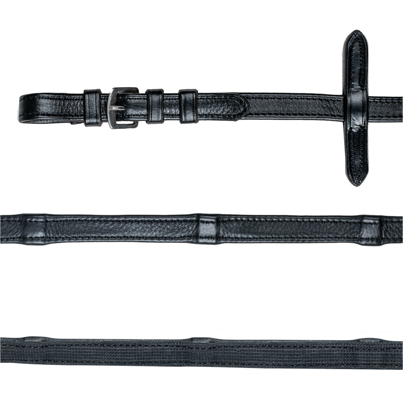 Gummi-Lederzügel schwarz 16mm Gummi-Lederzügel schwarz 16mm