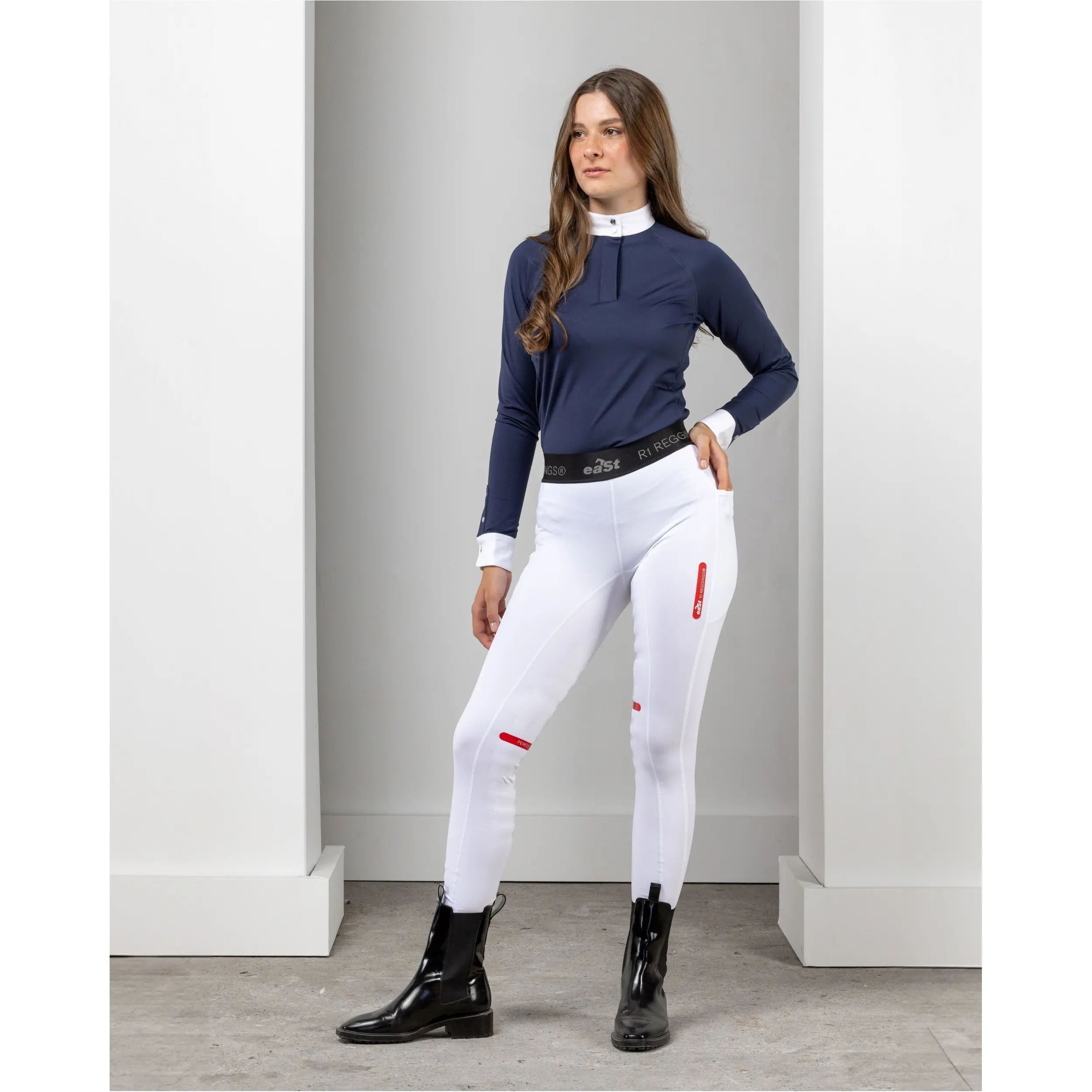 Damen Reitleggings Silikon Halbbesatz REGGINGS R1 weiß