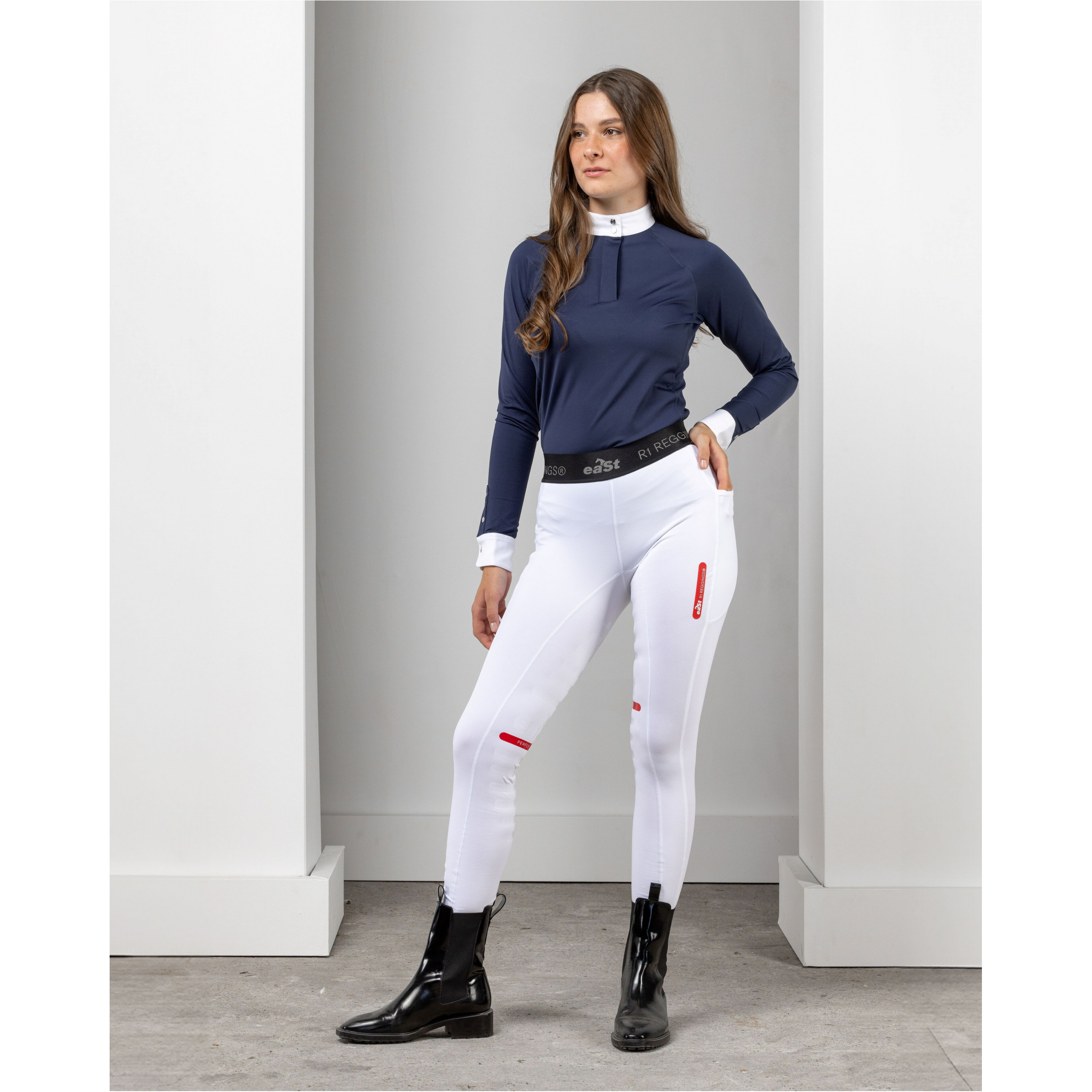 Damen Reitleggings Silikon Halbbesatz REGGINGS R1 weiß