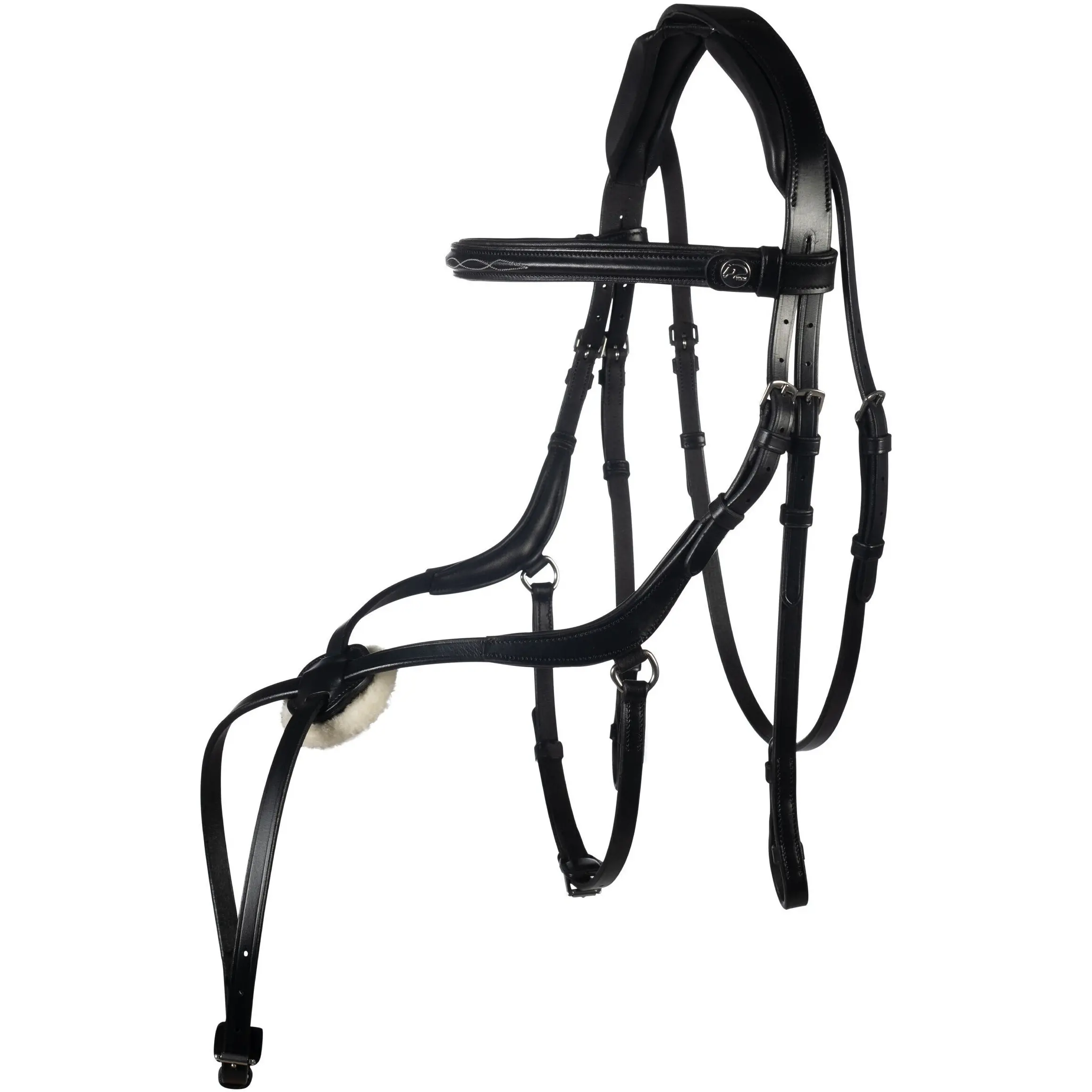 Trensenzaum mit mexikanischem Reithalfter CARLOS schwarz/schwarz