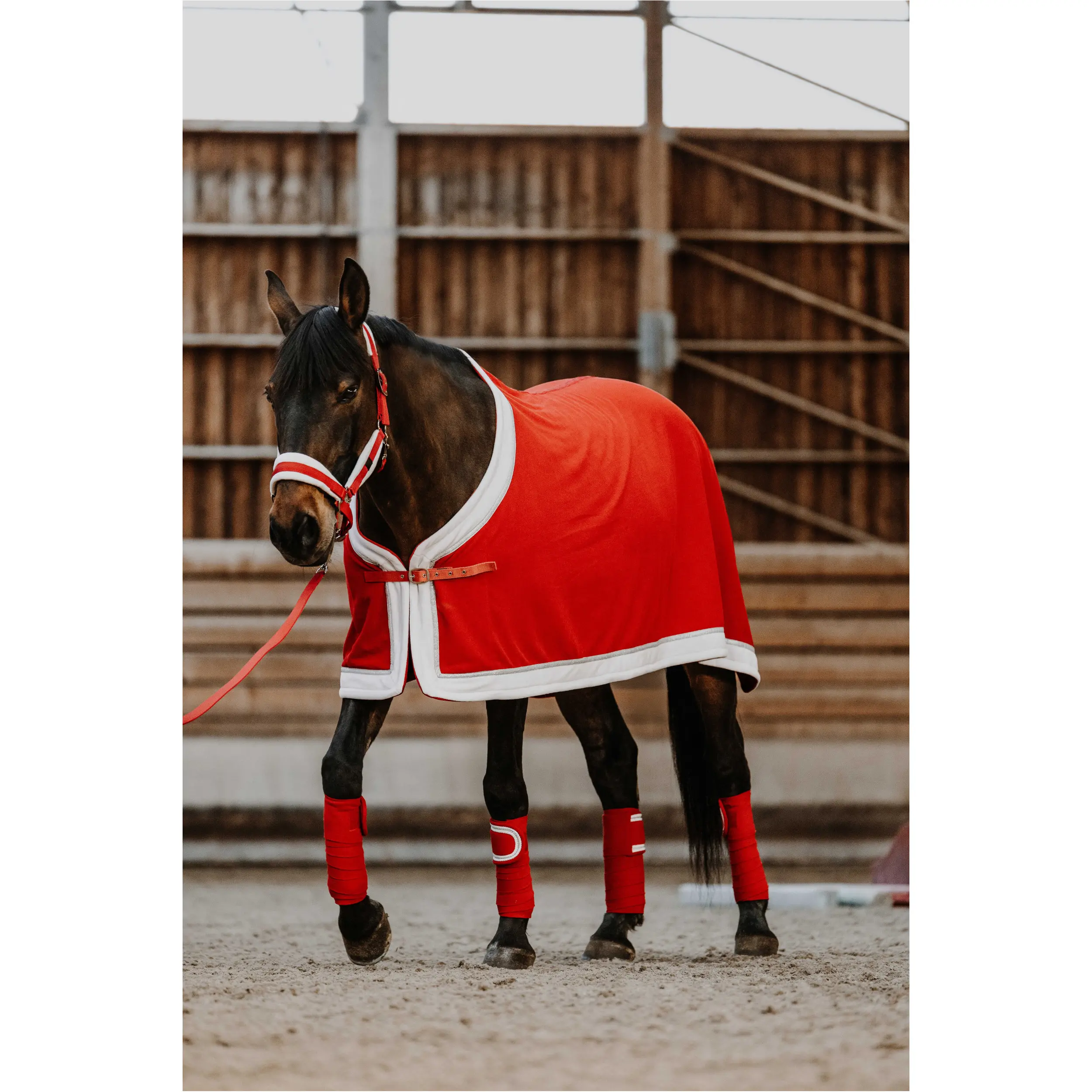 Fleecebandagen XMAS weiß/rot 3m 