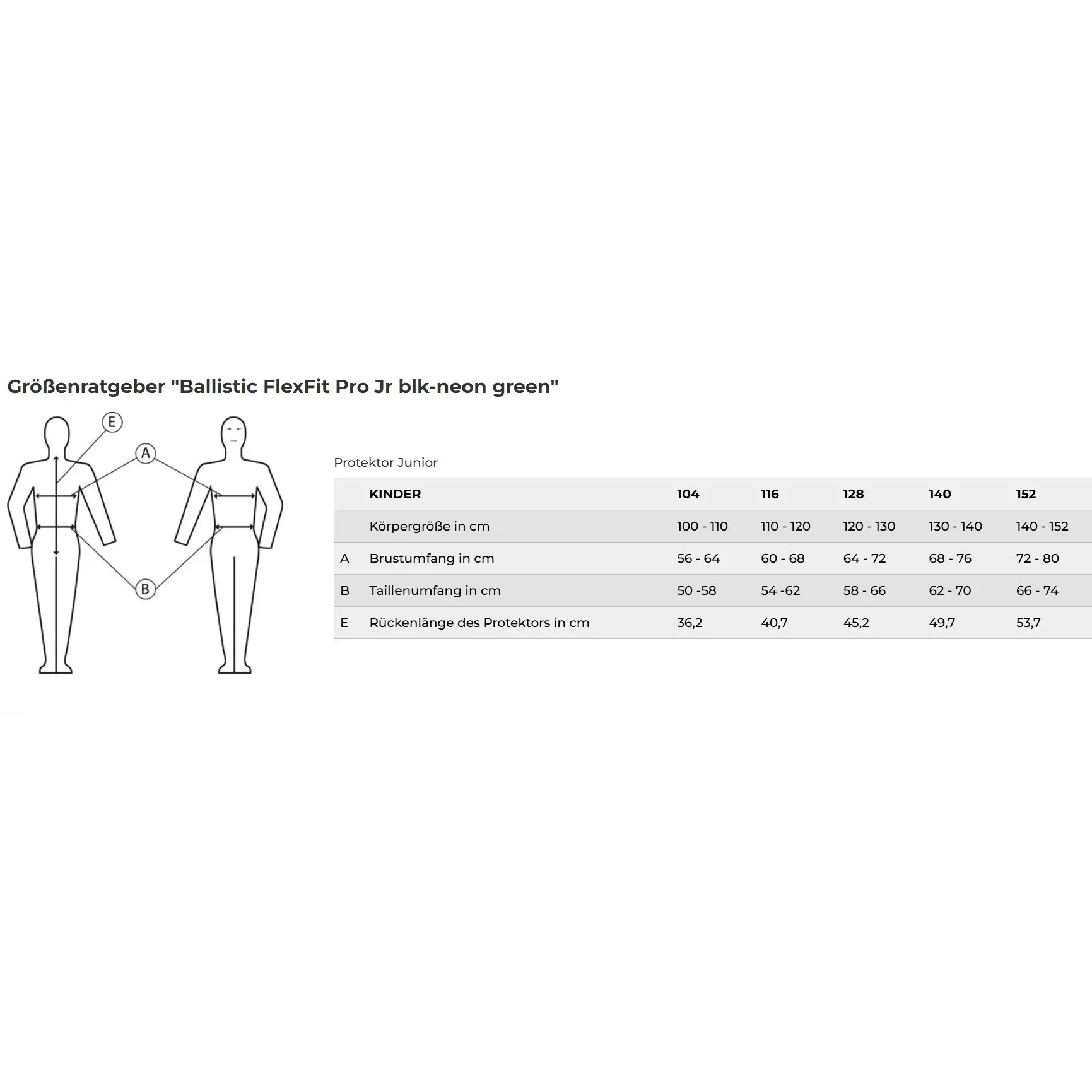 Kinder Rückenprotektor BALLISTIC FlexFit PRO Junior schwarz/grün Kinder Rückenprotektor BALLISTIC FlexFit PRO Junior schwarz/grün