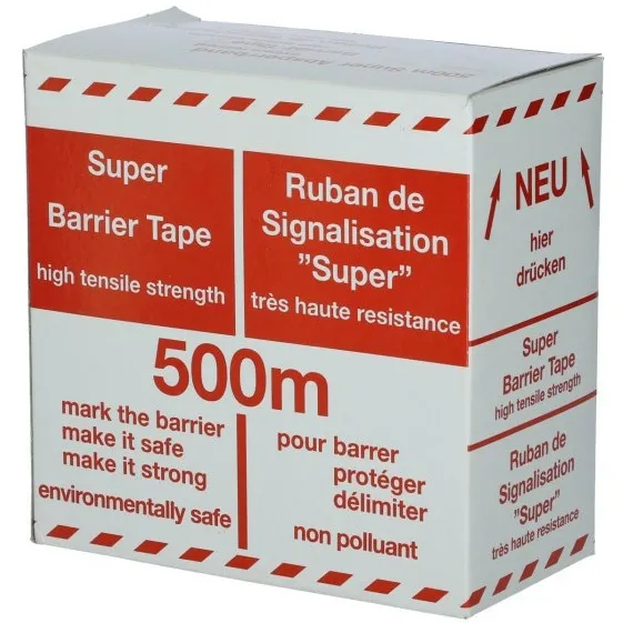 Folien Absperrband geblockt Abrollbox rot/weiß
