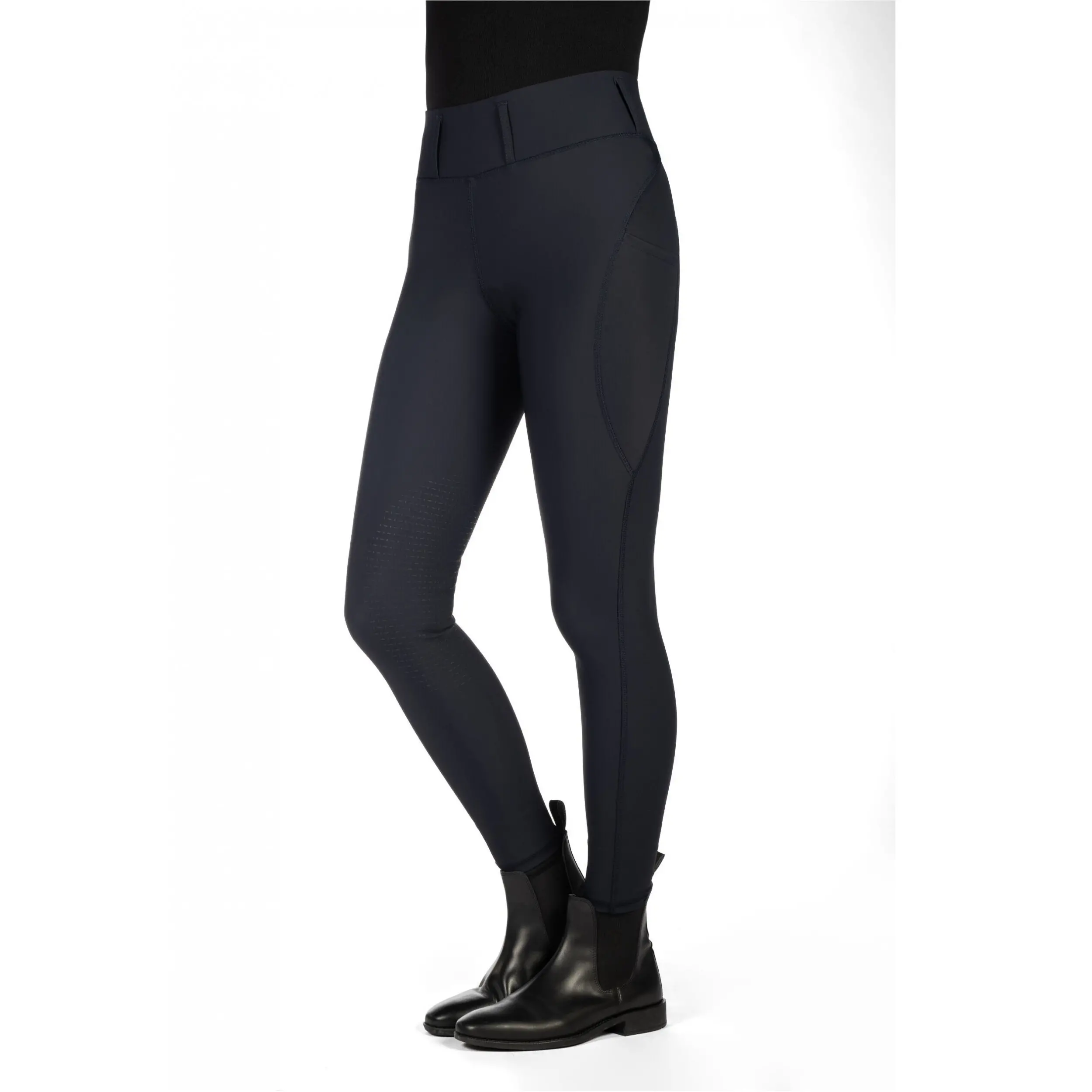 Damen Reitleggings Silikon Kniebesatz JIL HIGH WAIST schwarz