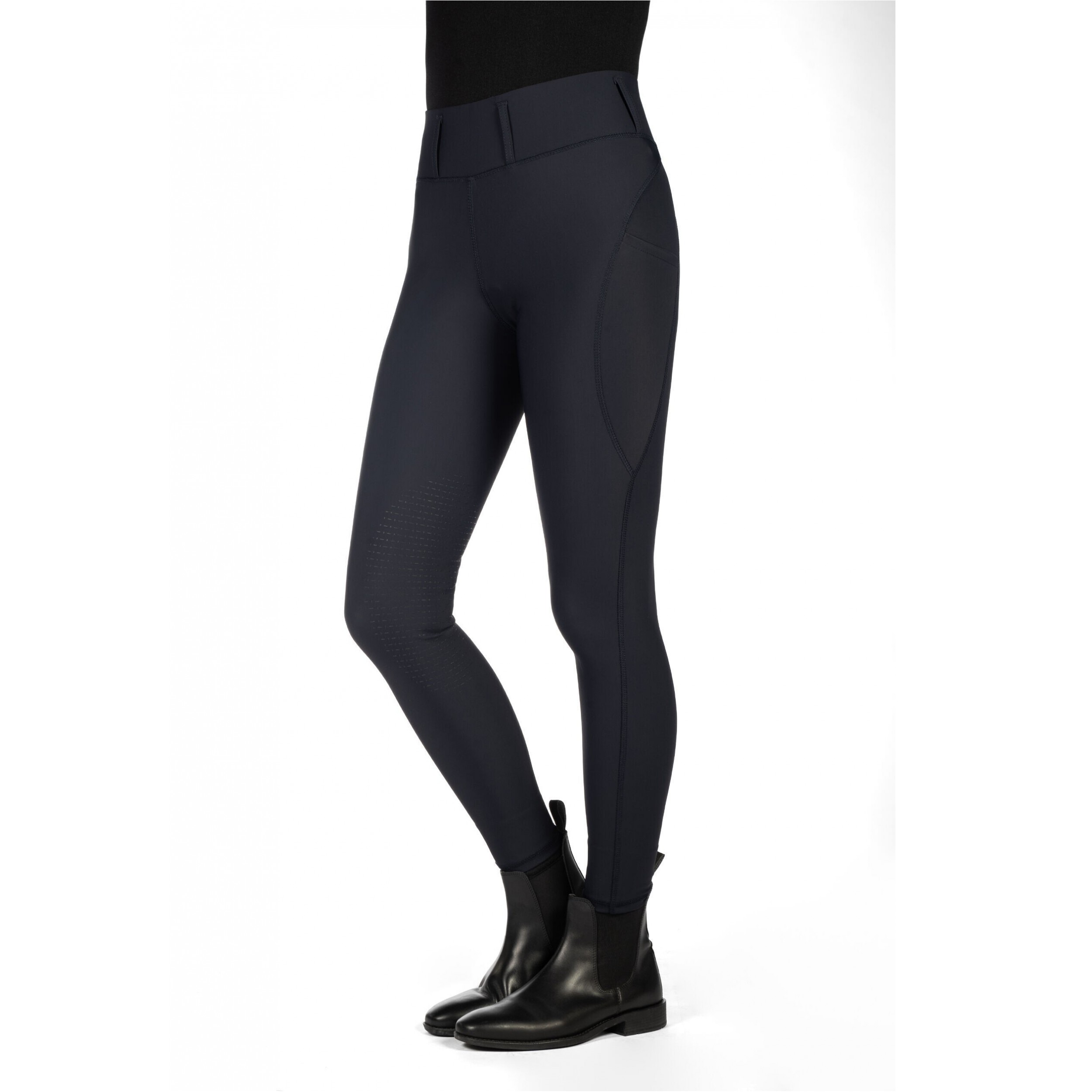 Damen Reitleggings Silikon Kniebesatz JIL HIGH WAIST schwarz