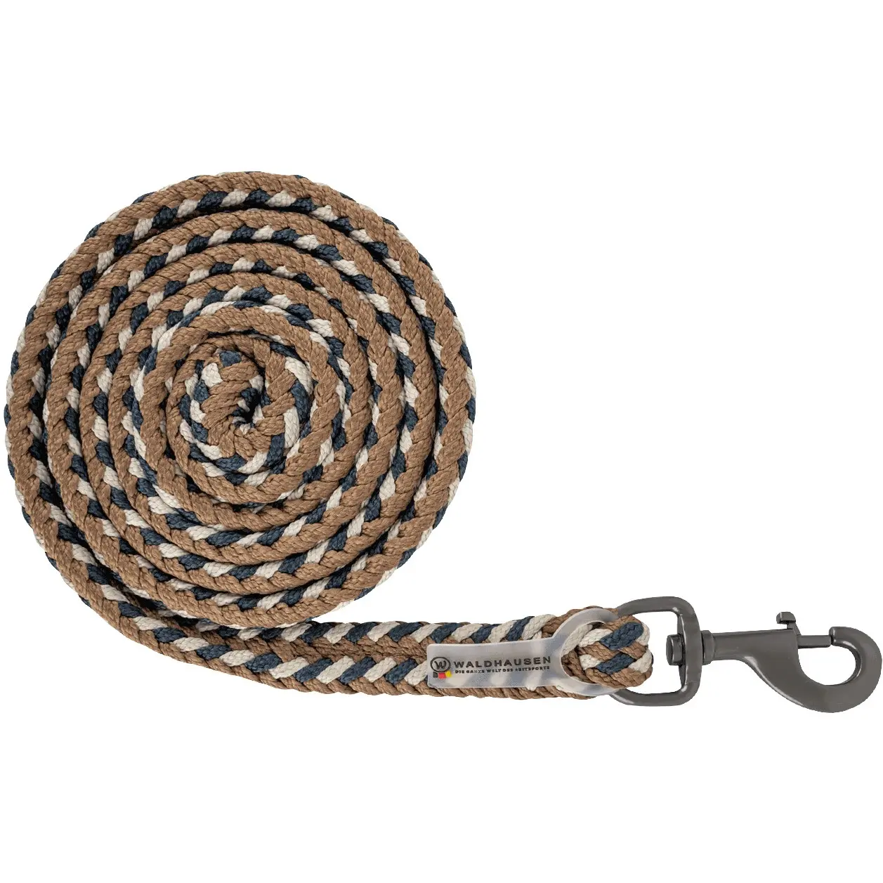 Anbindestrick mit Karabiner PLUS dunkle Beschläge nachtblau/beige/cappuccino 200cm