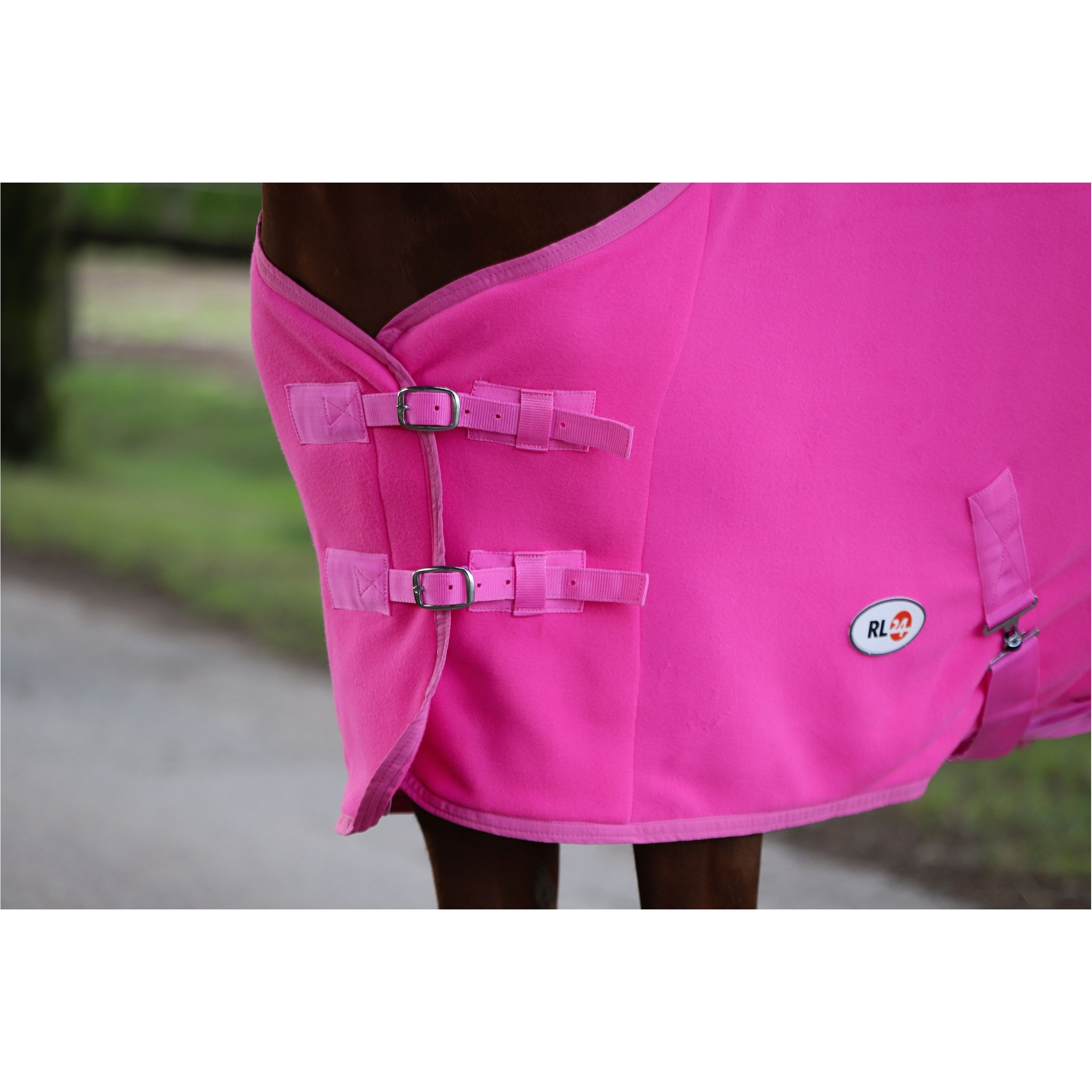 Abschwitzdecke mit Kreuzgurt BASICLINE neon pink