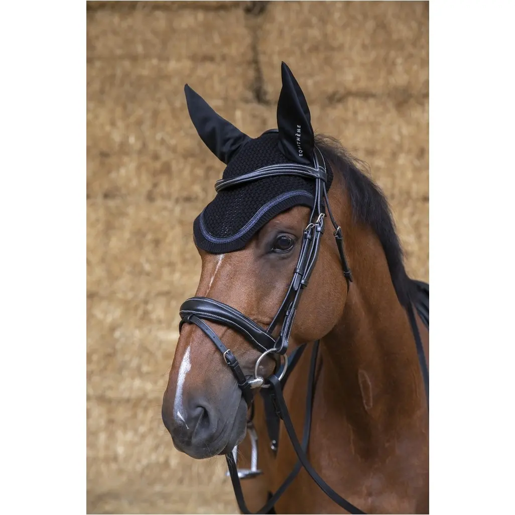 Fliegenhaube GLITTER schwarz/violett Warmblut