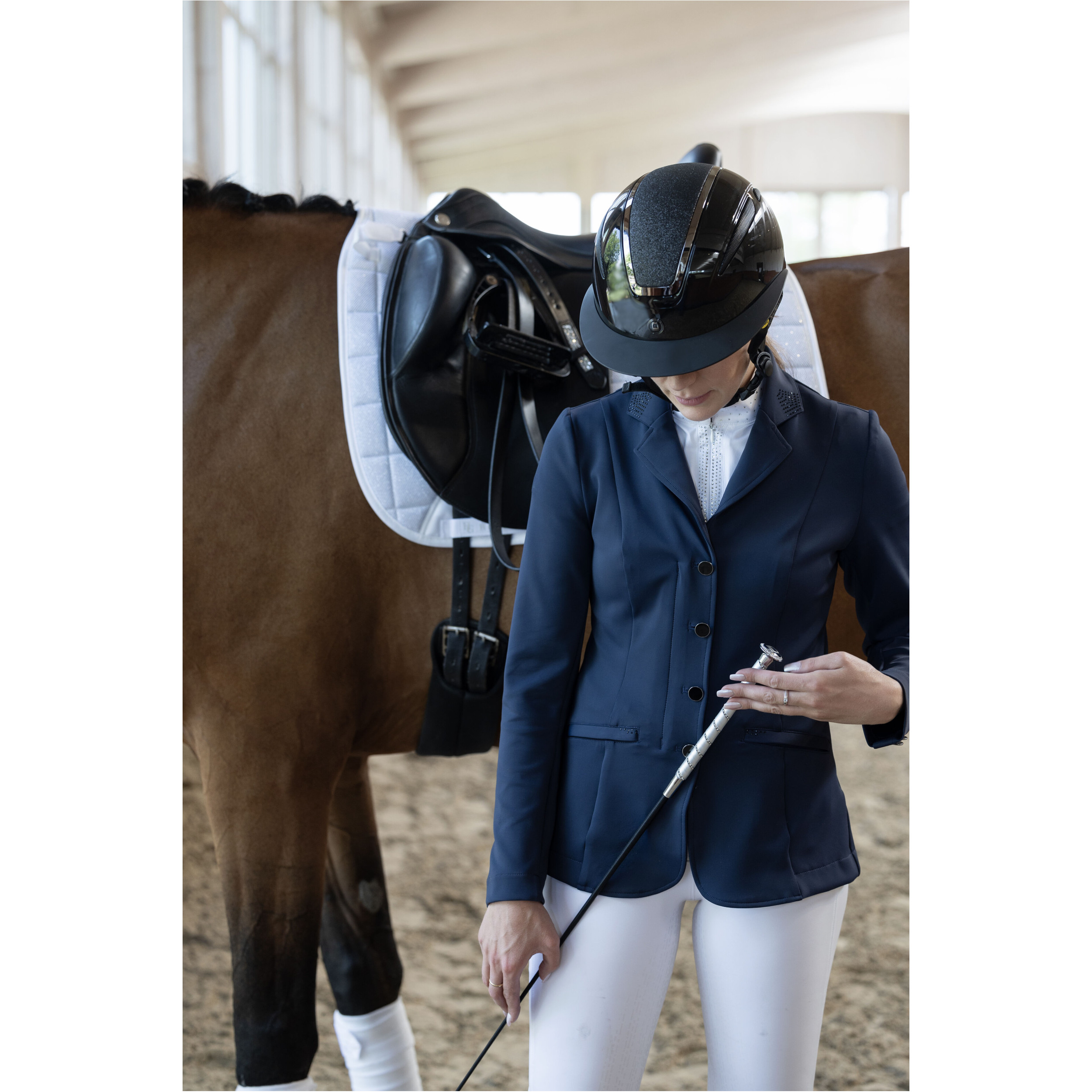 Dressurgerte mit Steinen RHINESTONE silber