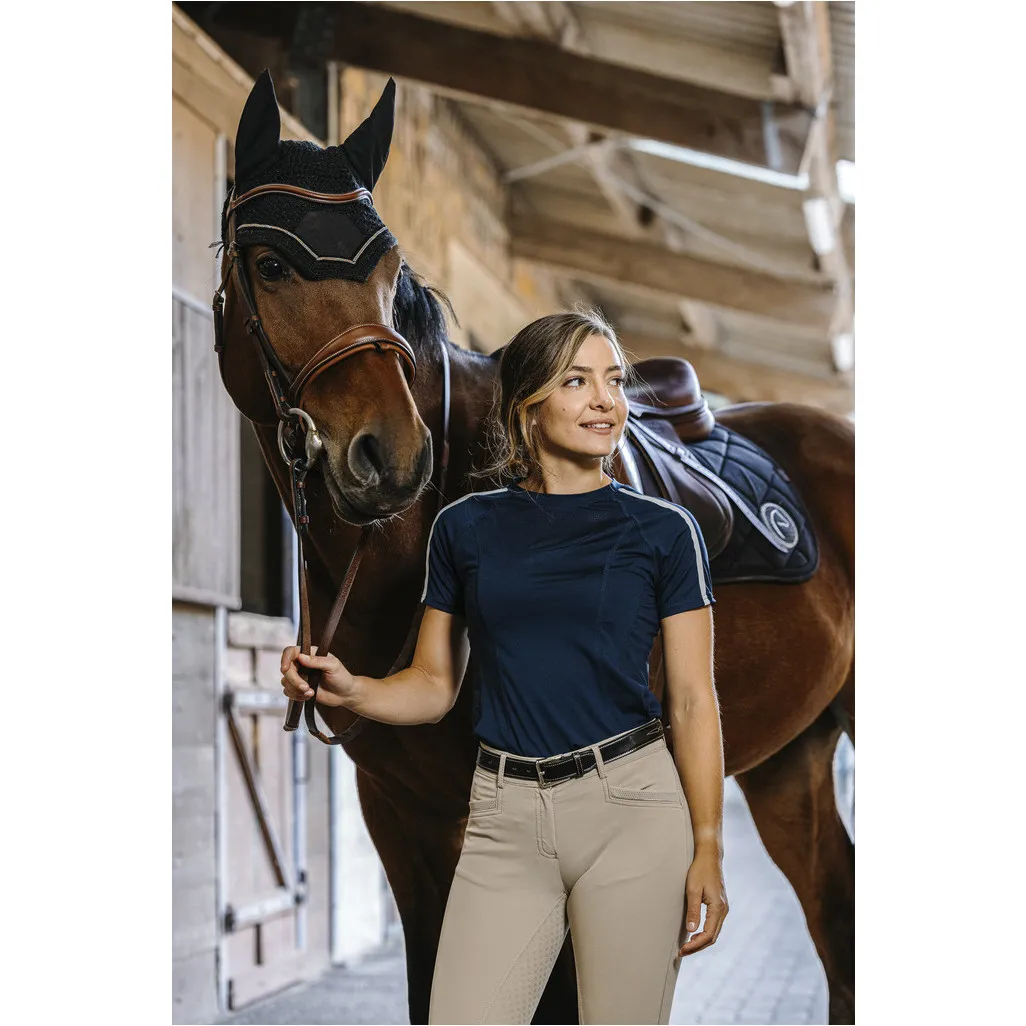 Damen T-Shirt MARION mit Mesheinsätzen marineblau