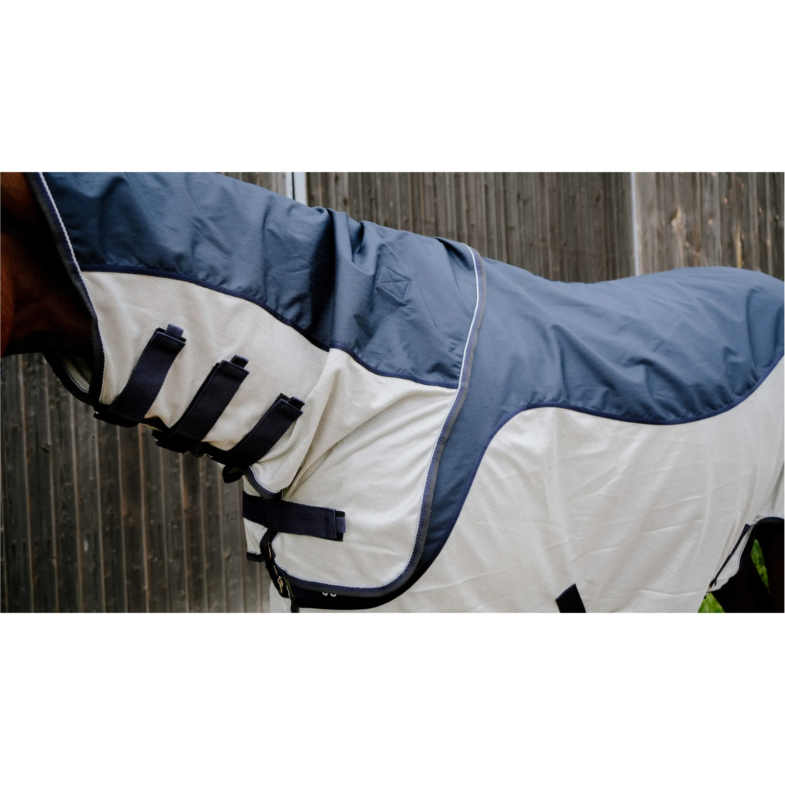 Fliegen-Regendecke mit Halsteil 600D TYREX COMBOFLY marine/grau