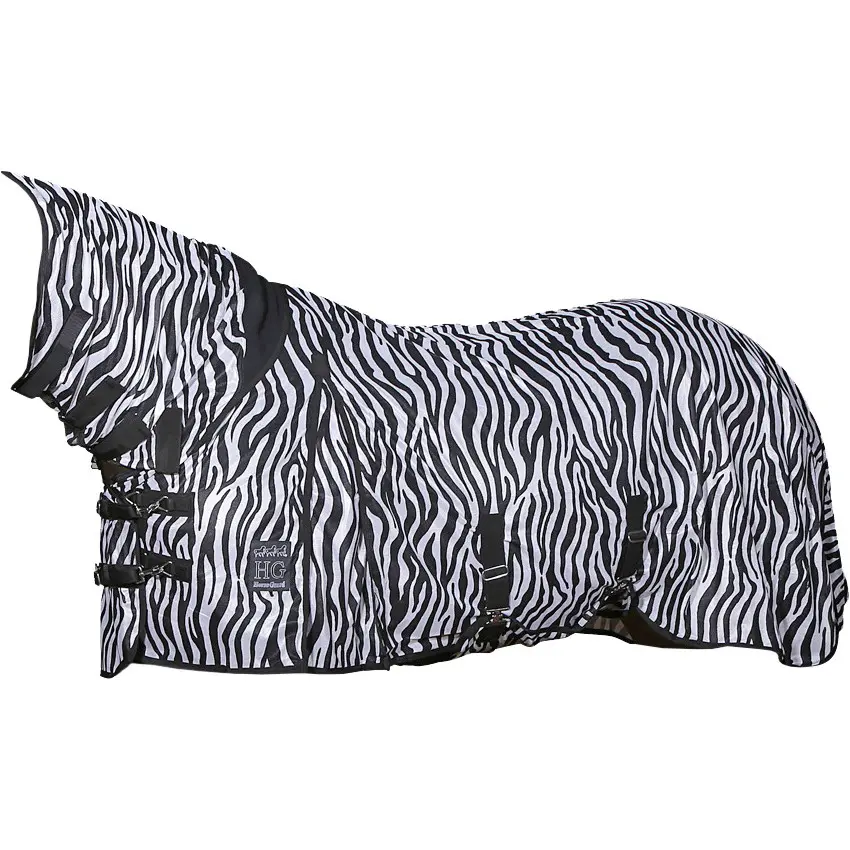 Fliegendecke mit Halsteil und Bauchlatz ZEBRA schwarz/weiß
