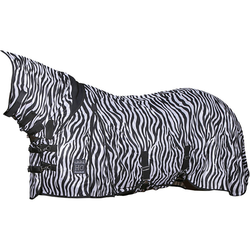 Fliegendecke mit Halsteil und Bauchlatz ZEBRA schwarz/weiß