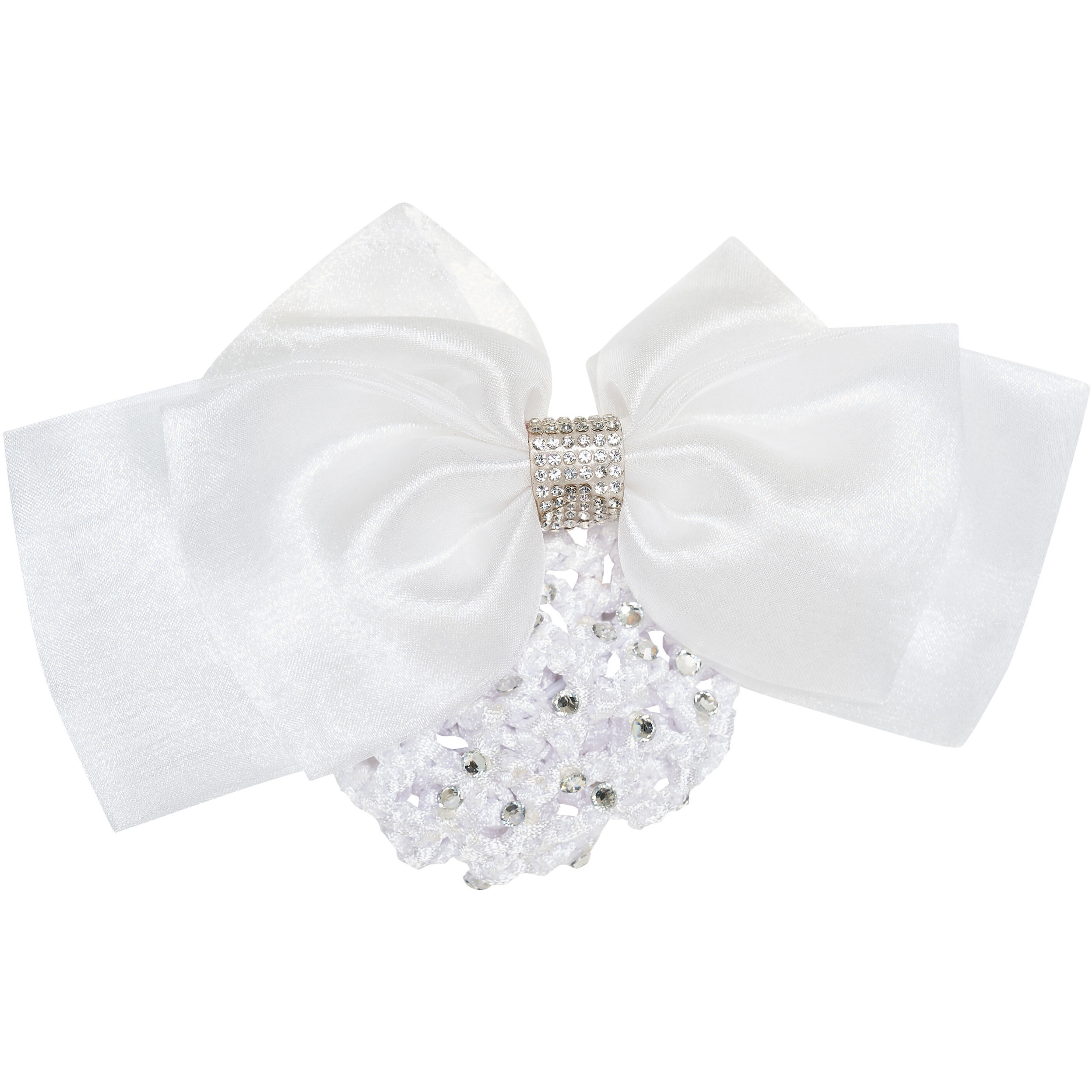 Damen Haarschleife mit Netz und Strass IRH weiß
