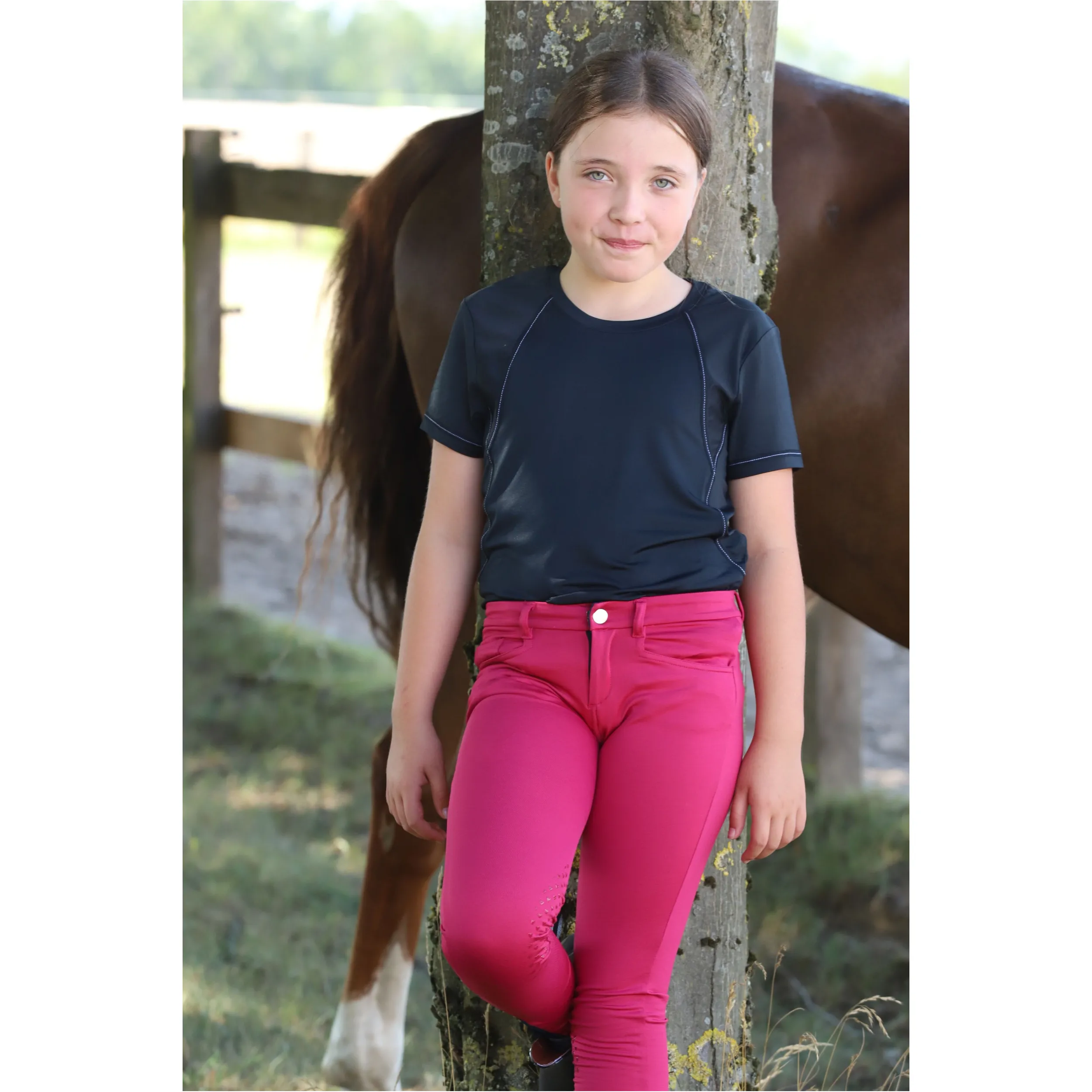Kinder Reithose Silikon Kniebesatz COMFY cranberry