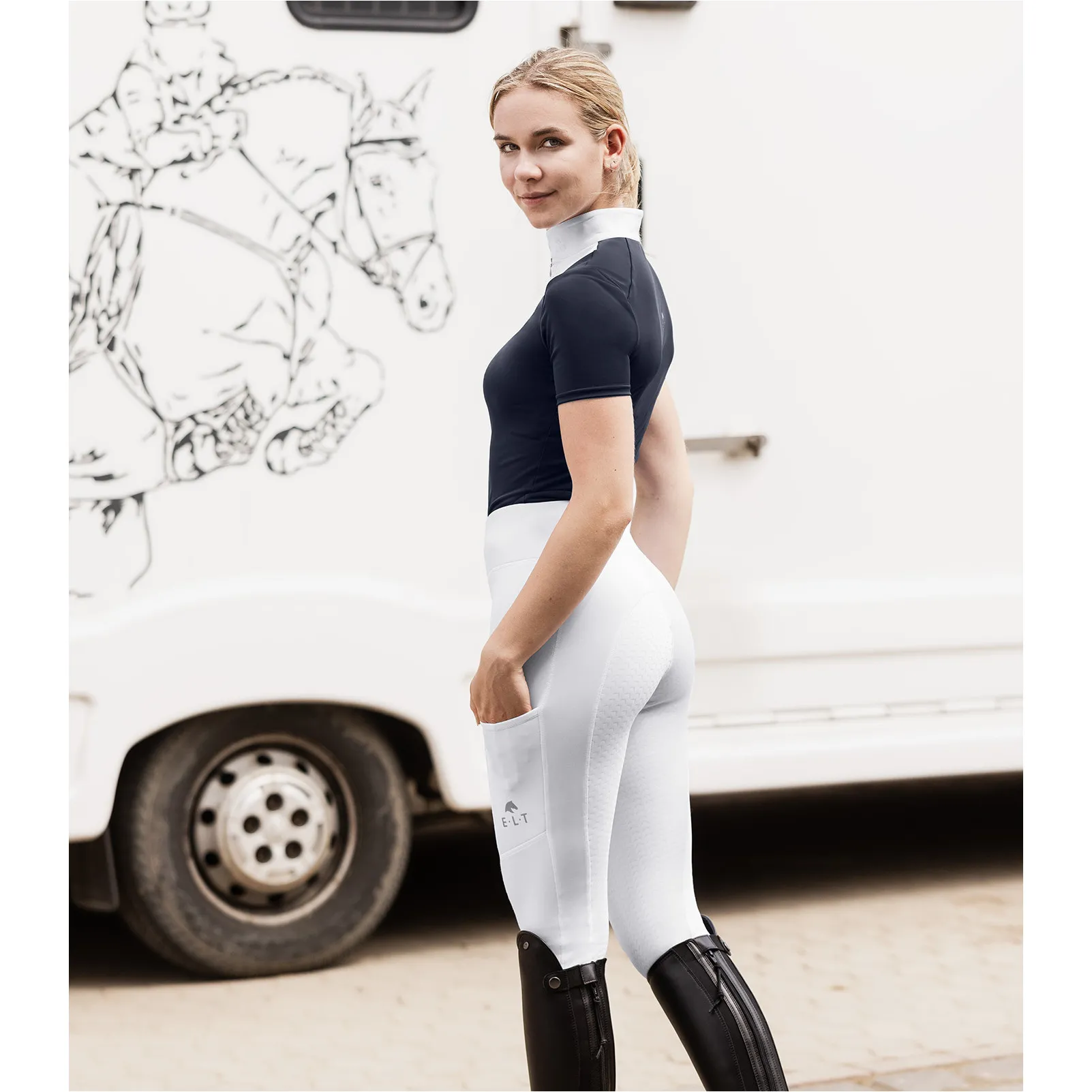 Damen Reitleggings Silikon Vollbesatz ELLA weiß