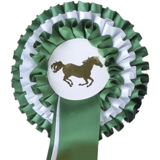 Turnierschleife Dreifachrosette grün/weiß