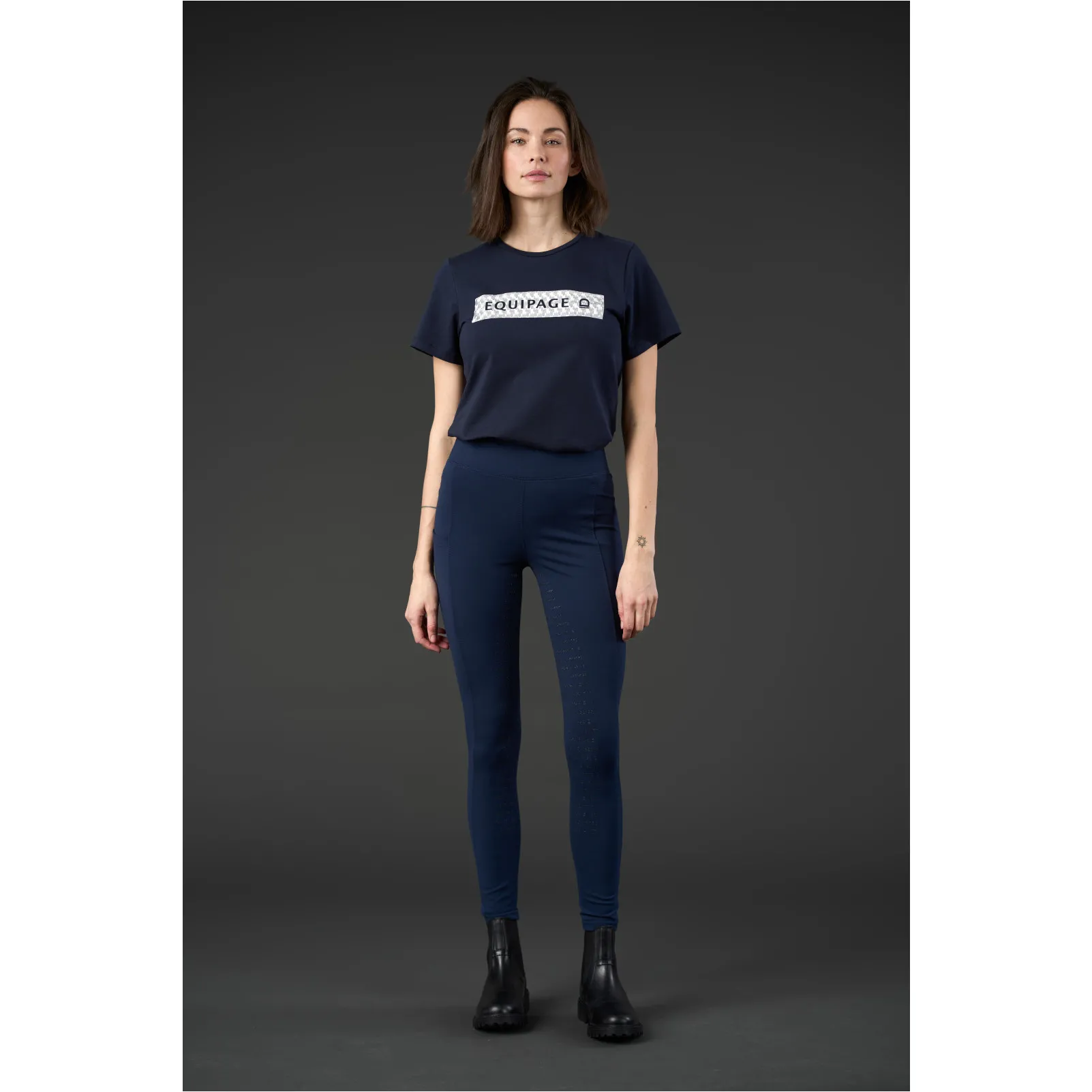 Damen Reitleggings Silikon Vollbesatz TAWNY navy