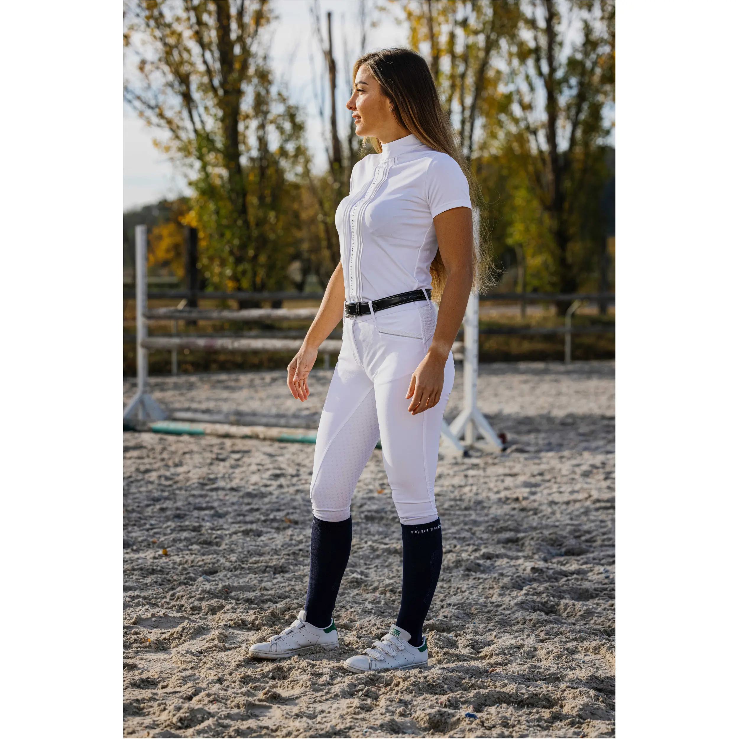 Damen Turnierpolo mit Strassverzierung DORLA weiß