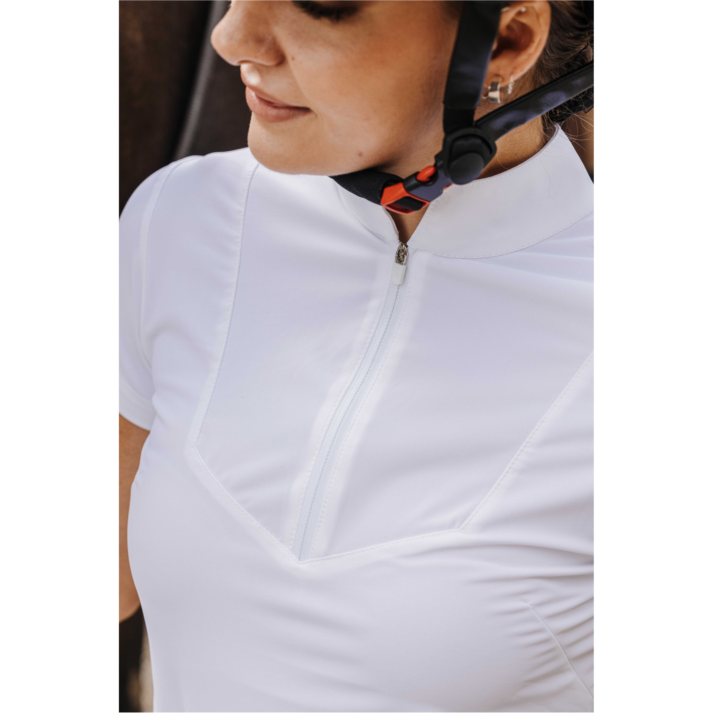Damen Turnierpolo mit Reißverschluss vorne Tokyo weiß