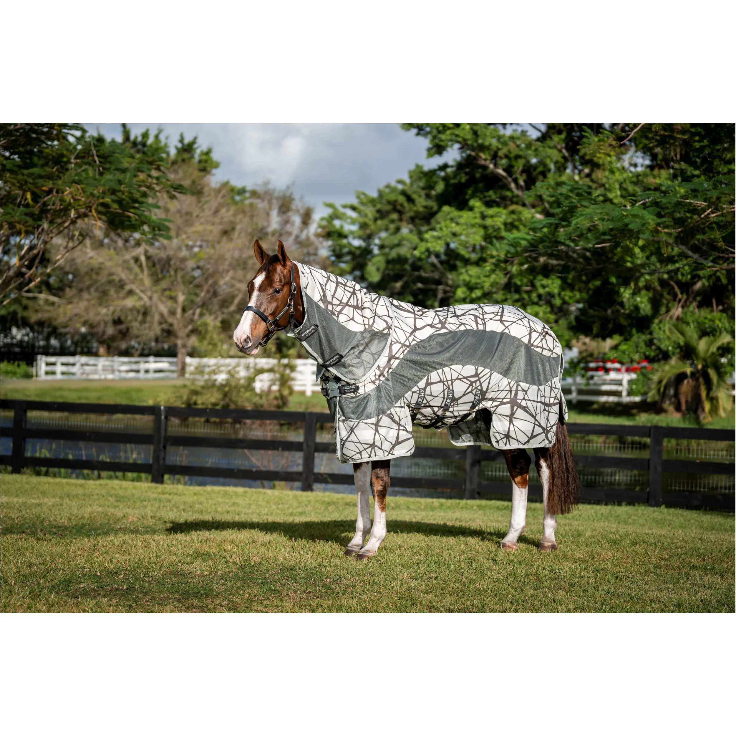Fliegen- und Regendecke mit Halsteil (abnehmbar) 600D AMIGO 3 in 1 Camofly print/grey