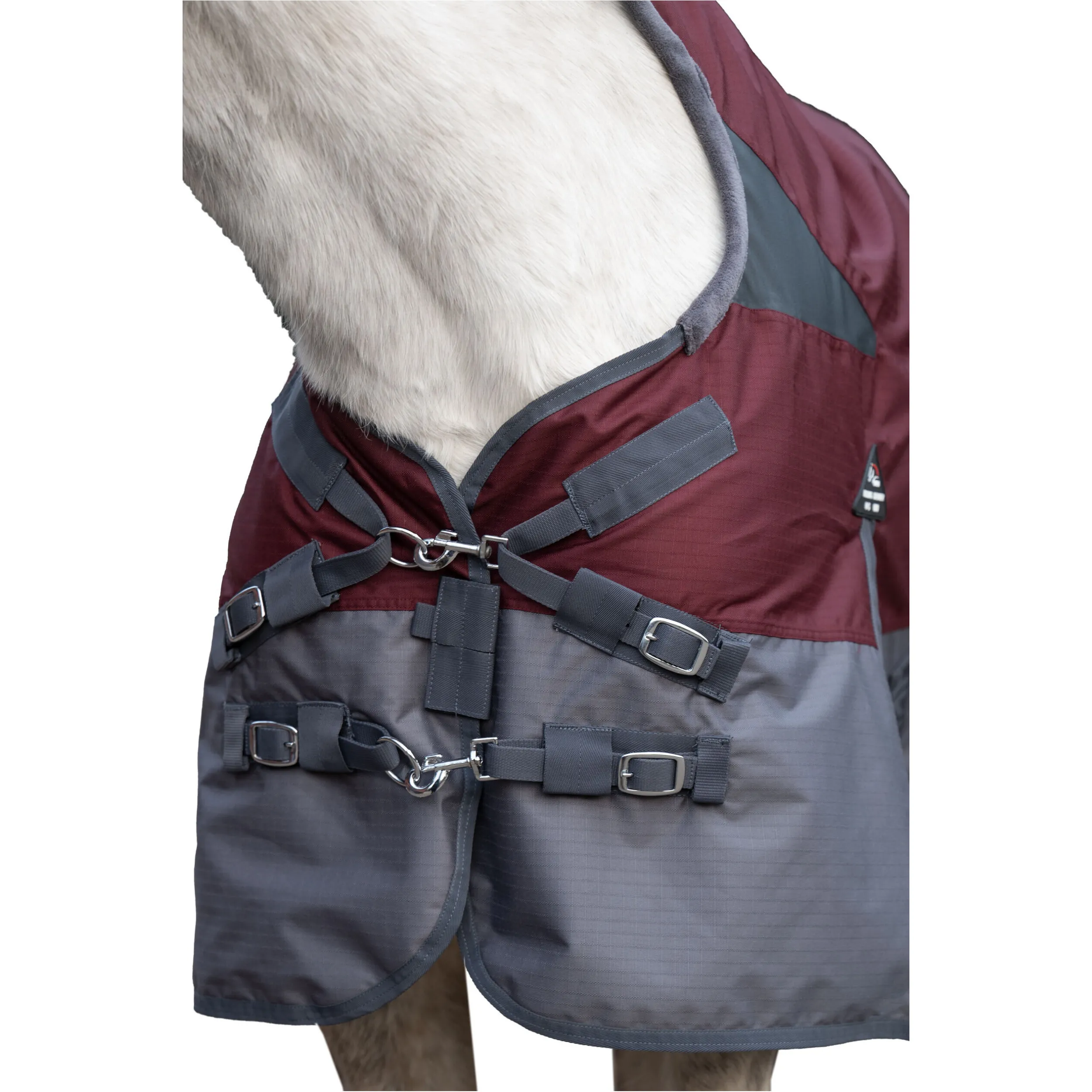Weidedecke High Neck mit glattem Futter 600D YUKON dunkelrot/grau