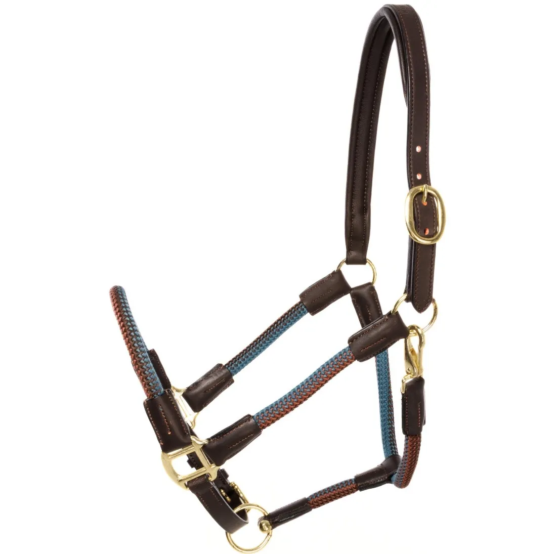 Seil-Halfter mit Strick CAVO schwarz/rauchblau/braun