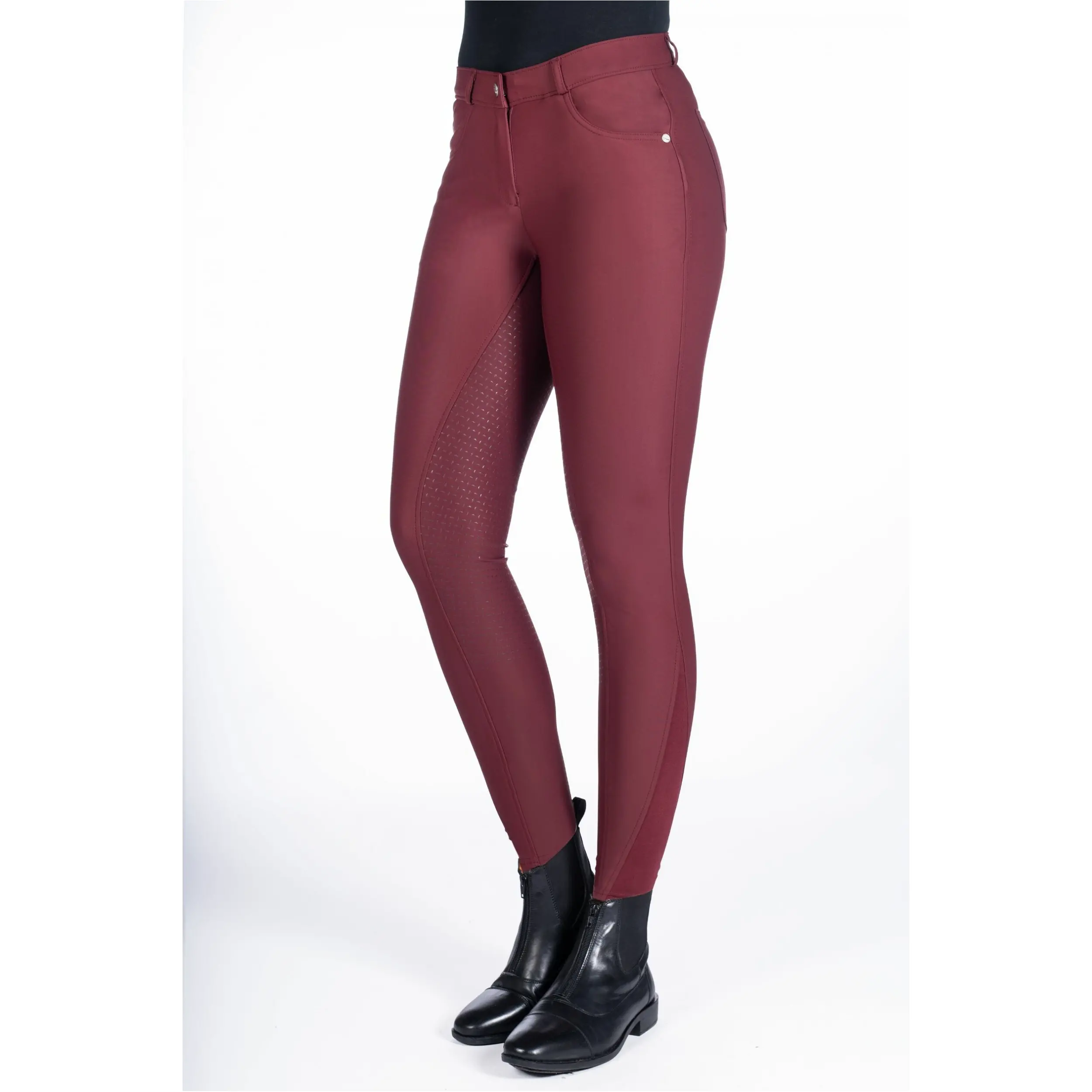 Damen Reithose Silikon Vollbesatz LUNA weinrot