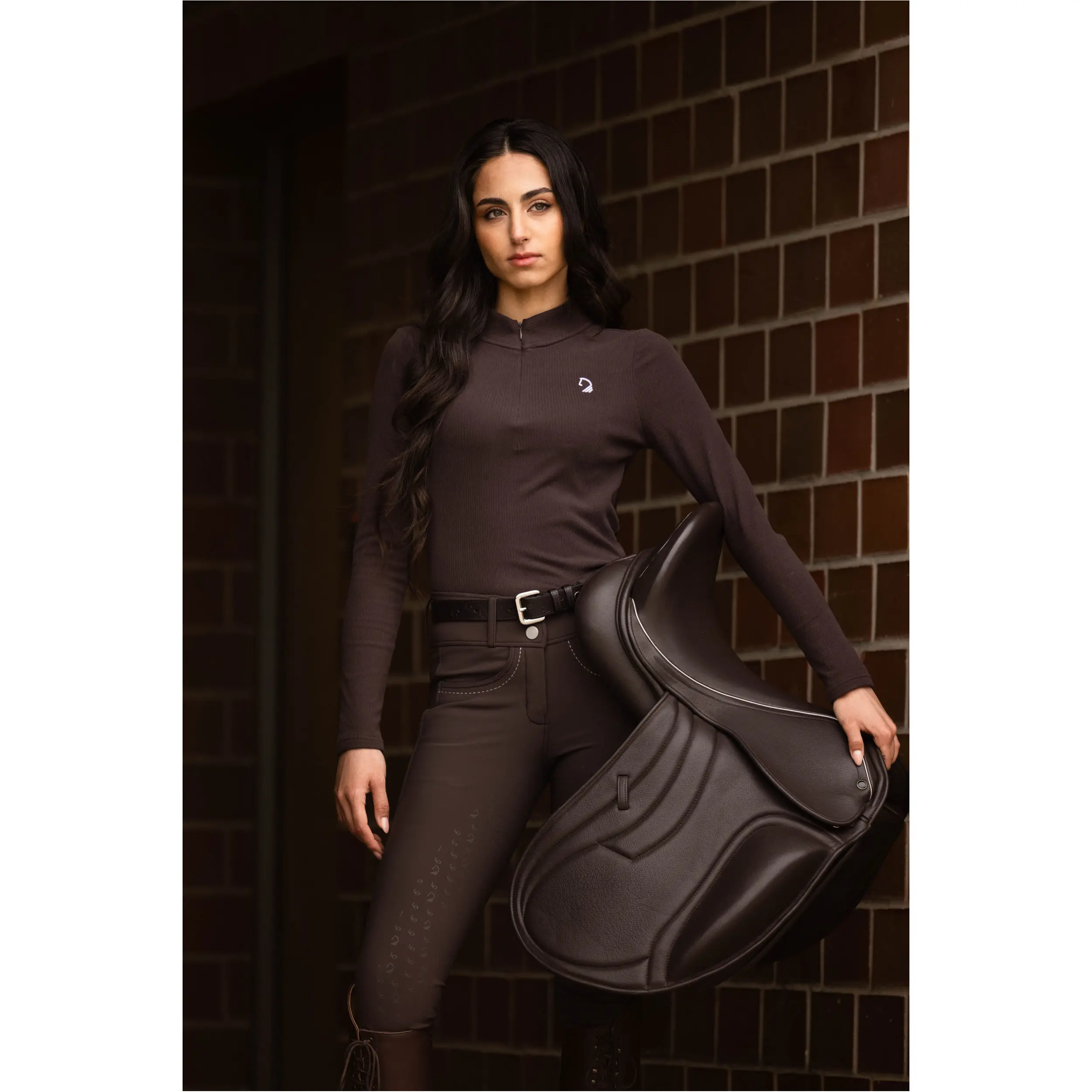 Damen Reithose Silikon Vollbesatz AREZZO dunkelbraun