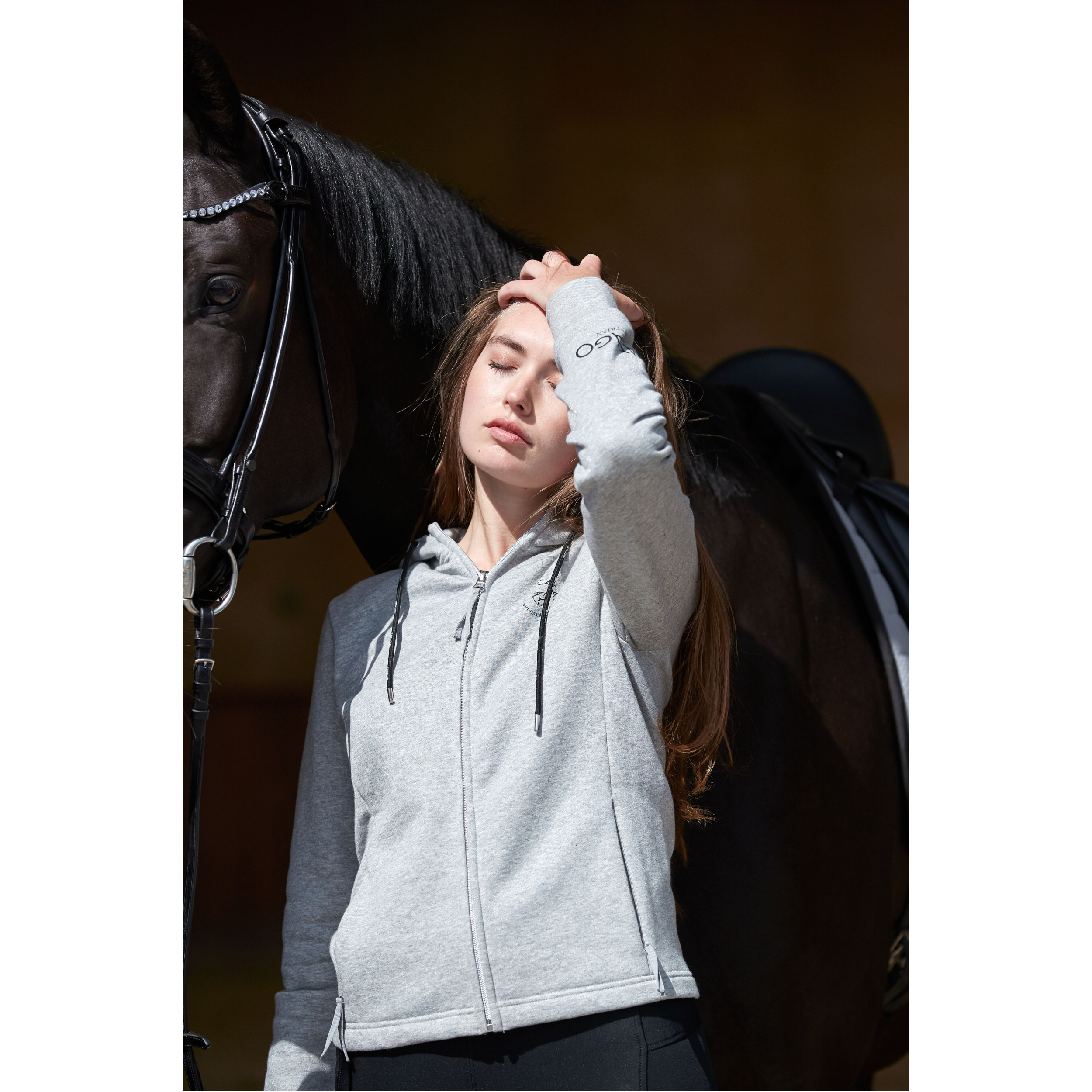 Damen Kapuzenpullover mit Reißverschluss NATALIE grau melange