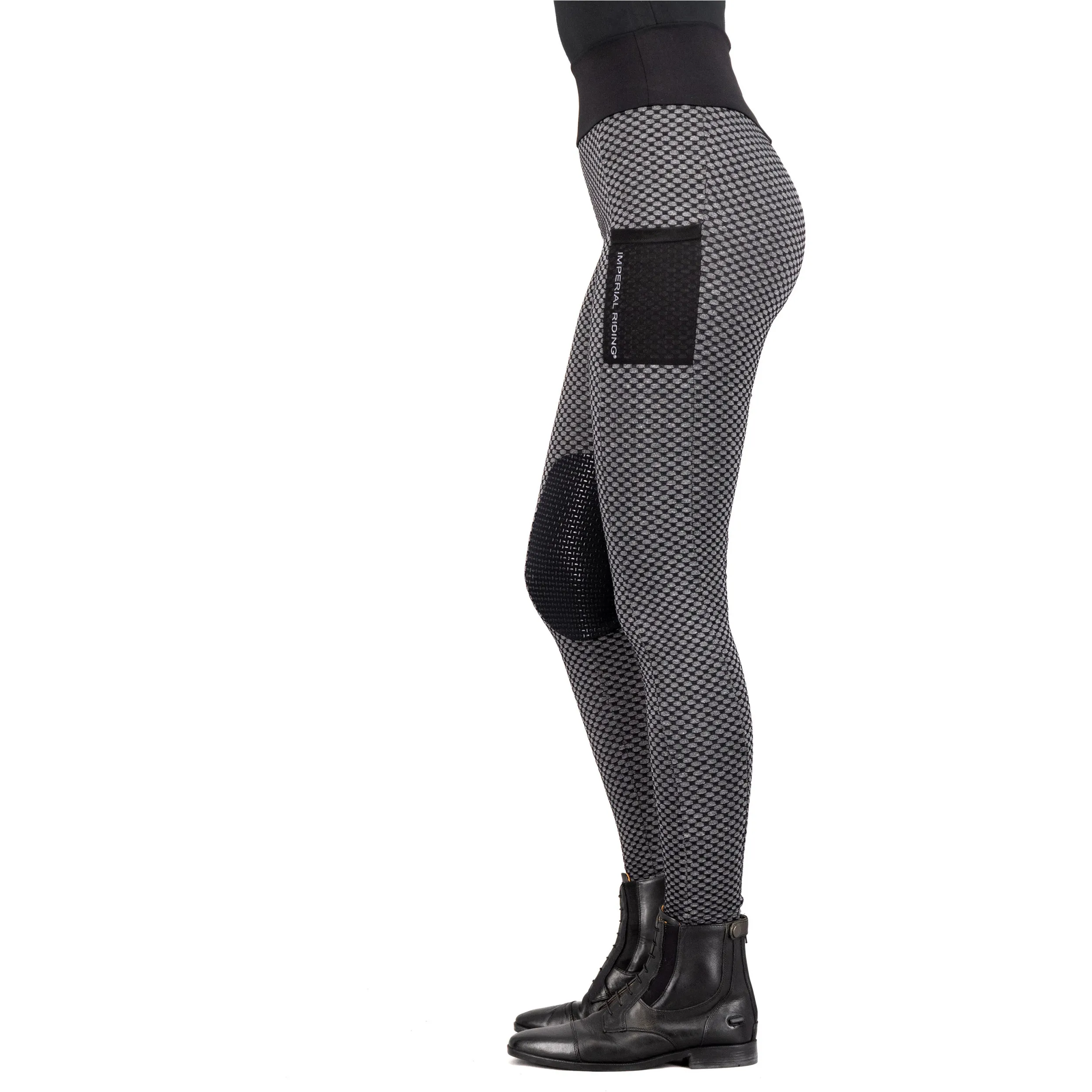 Damen Reitleggings Silikon Kniebesatz IRHDiamond Bubble schwarz