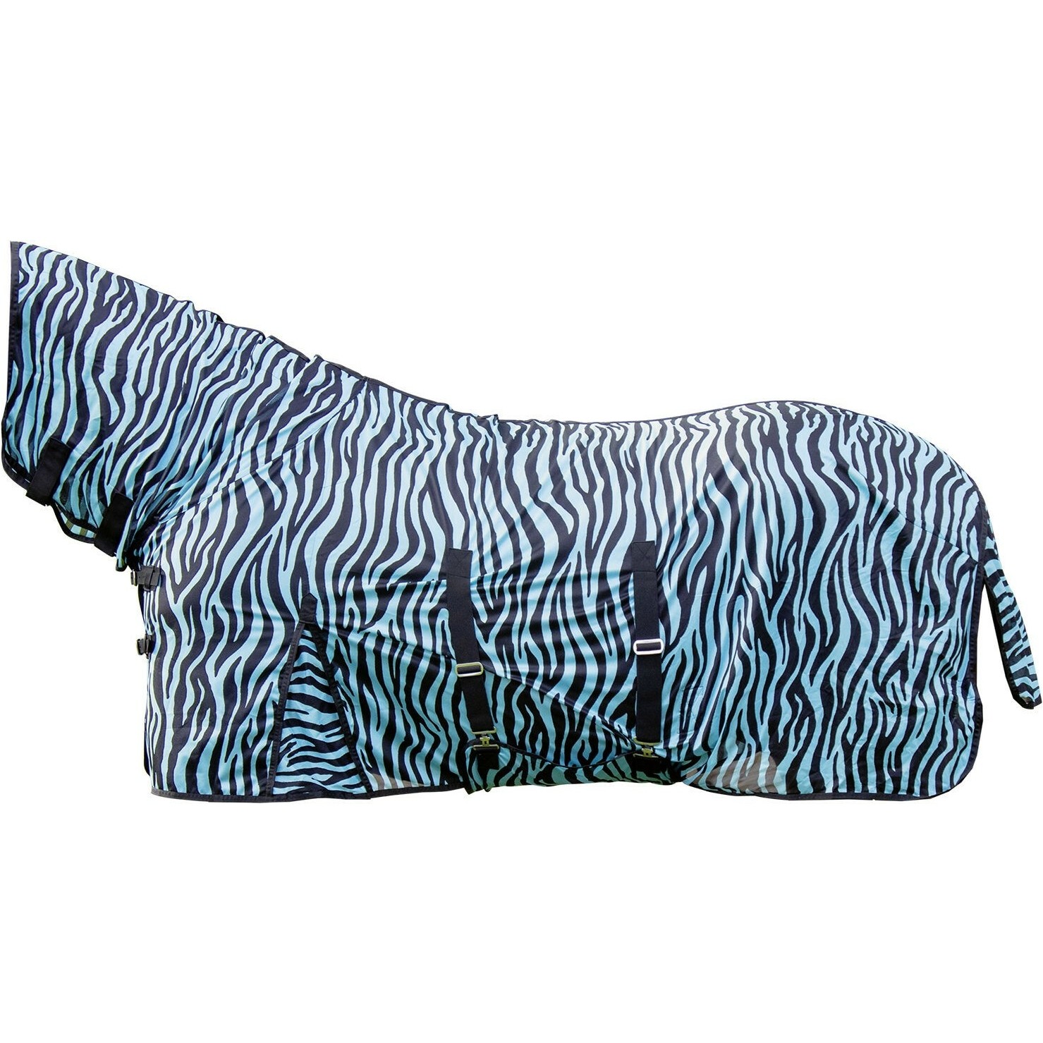 Fliegendecke mit Halsteil ZEBRA AQUA aqua/schwarz