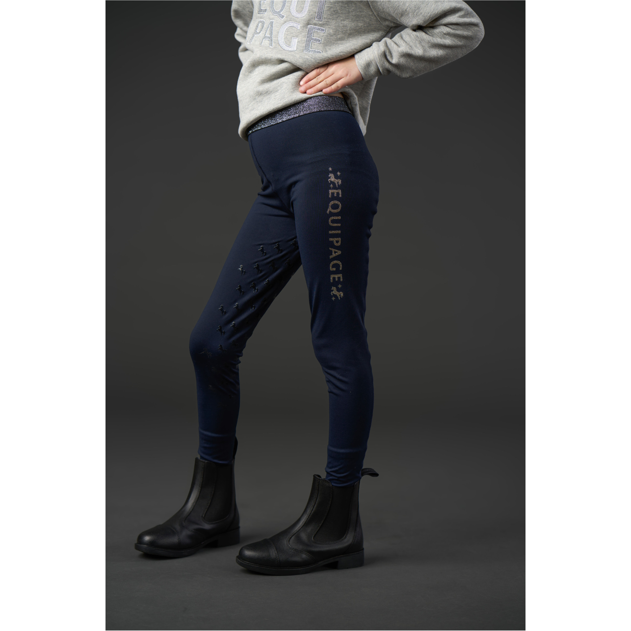 Kinder Reitleggings Silikon Vollbesatz MAGGIE navy