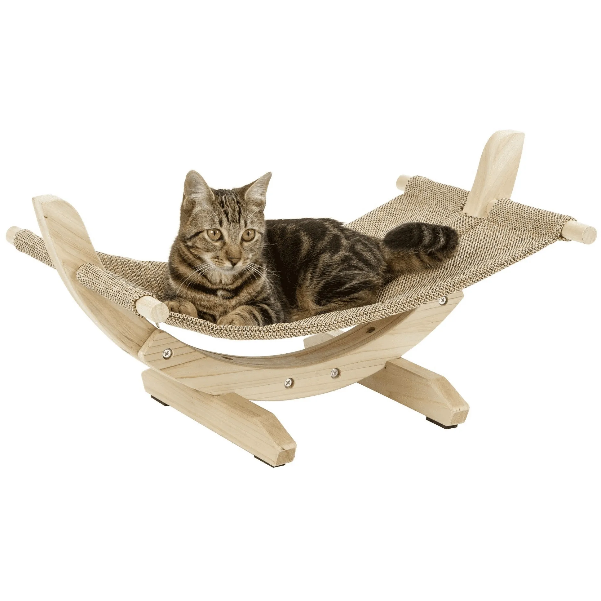 Hängematte mit Holzgestell für Katzen SIESTA 2.0 braun 61x37x29cm 