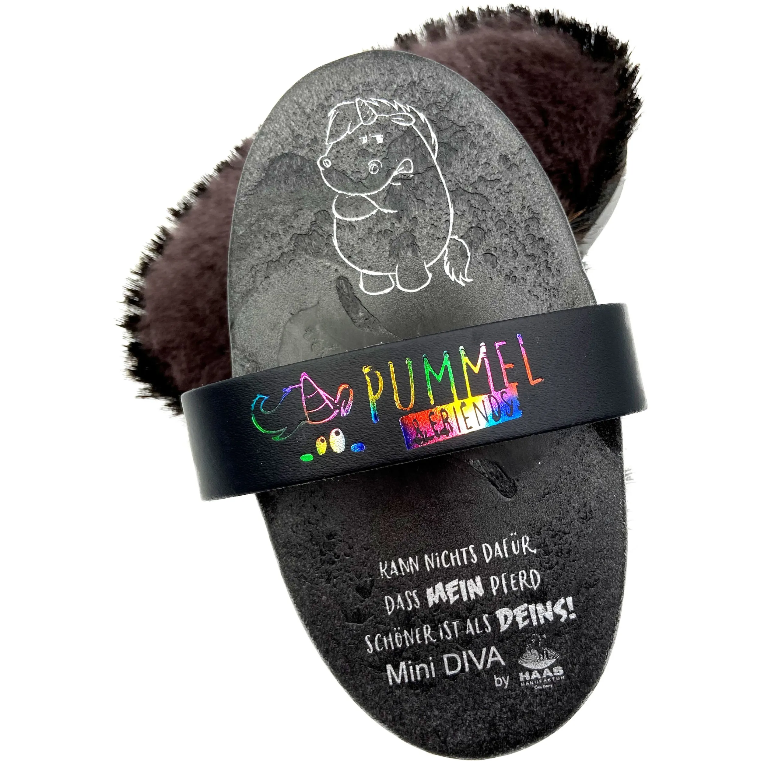 Lammfellbürste Grummeleinhorn MINI DIVA schwarz