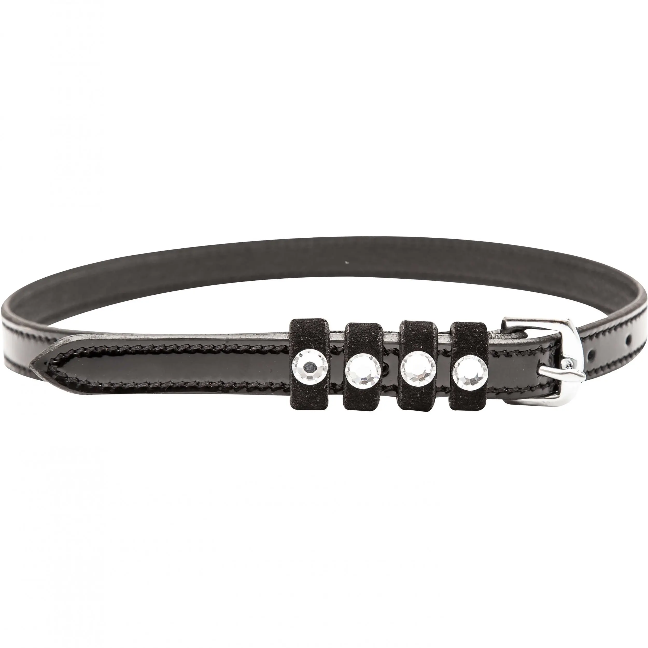 Damen Sporenriemen mit Strass IRHPardouz Leder schwarz lack/chrystal