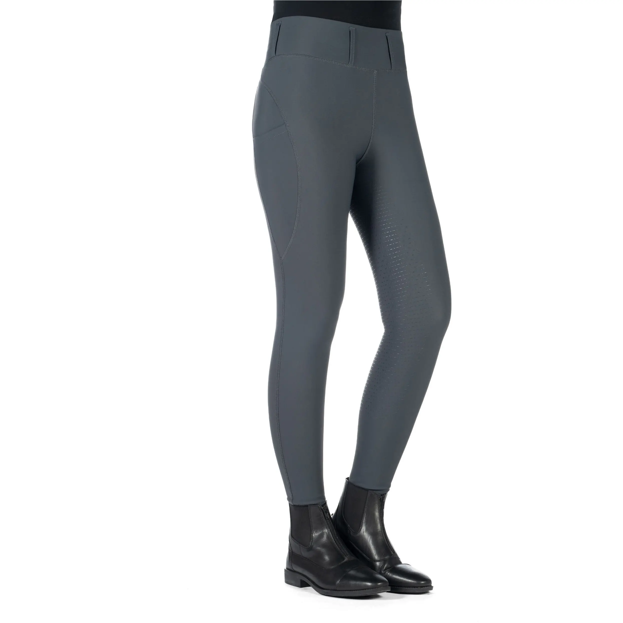 Kinder Reitleggings Silikon Vollbesatz JIL HIGH WAIST grau