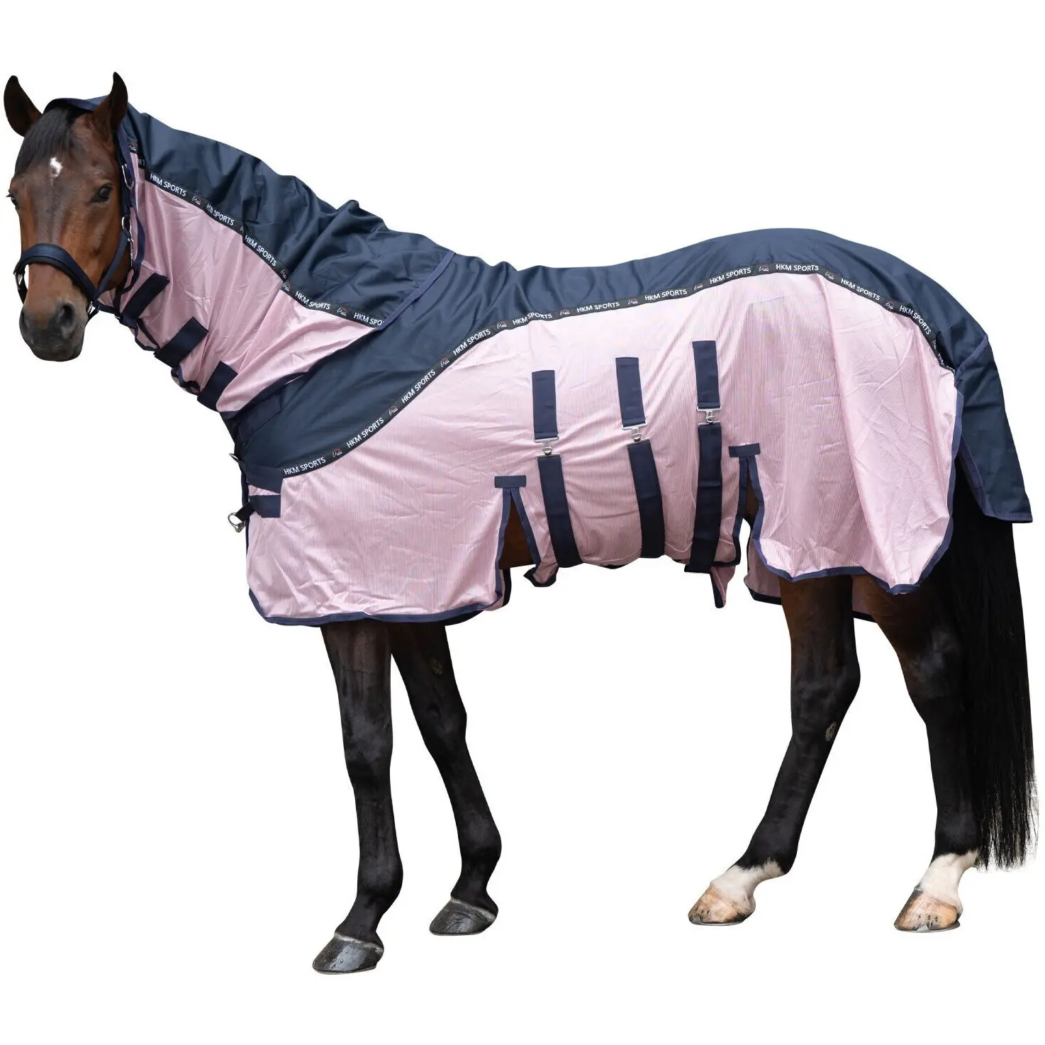 Fliegen- und Regendecke mit abnehmbarem Halsteil 600D COMFORT RAIN dunkelblau/rosa Fliegen- und Regendecke mit abnehmbarem Halsteil 600D COMFORT RAIN dunkelblau/rosa