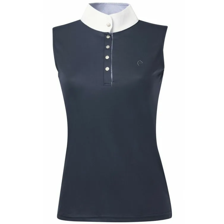 Damen Poloshirt ärmellos MESH marineblau