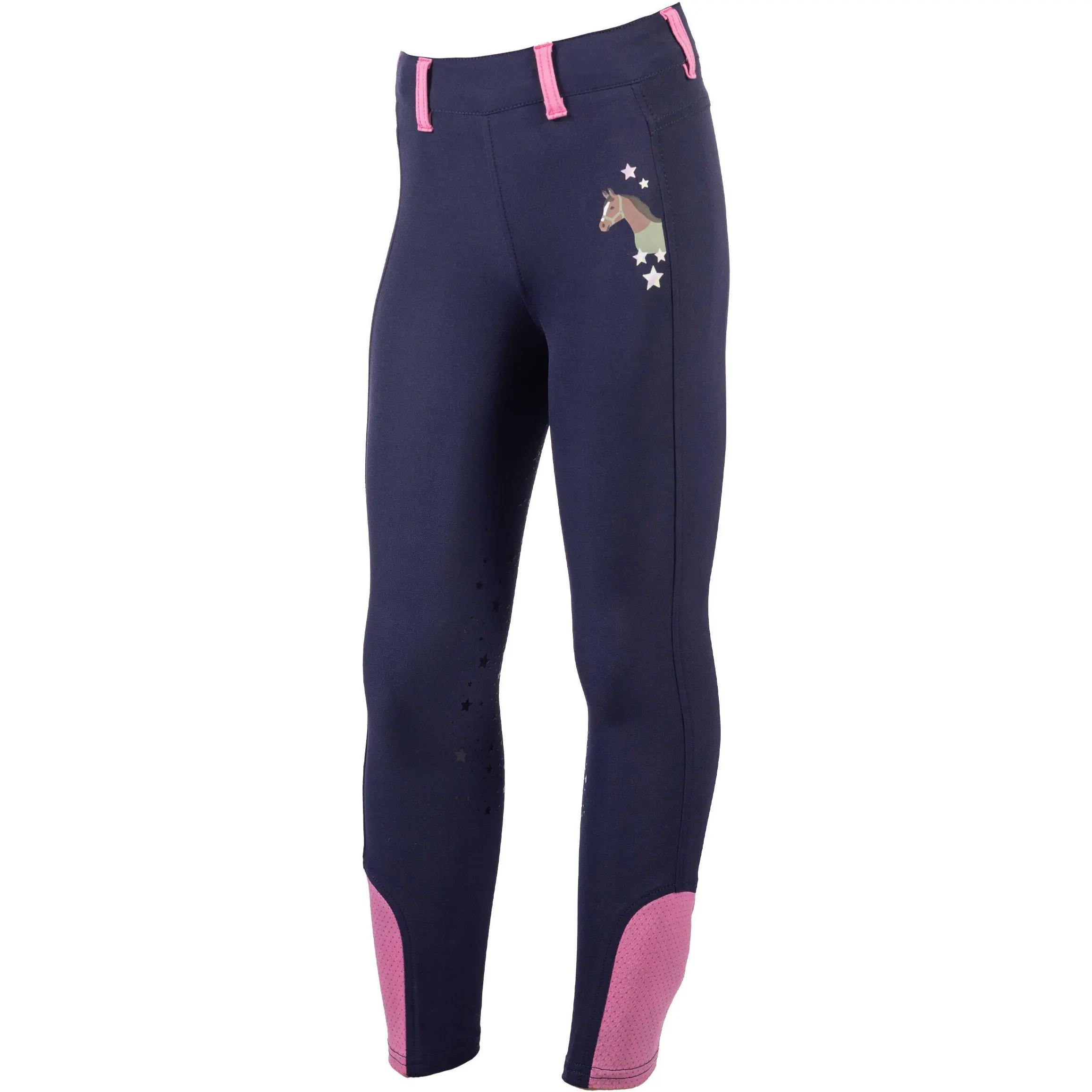 Kinder Reitleggings Silikon Vollbesatz PONY DREAM II dunkelblau
