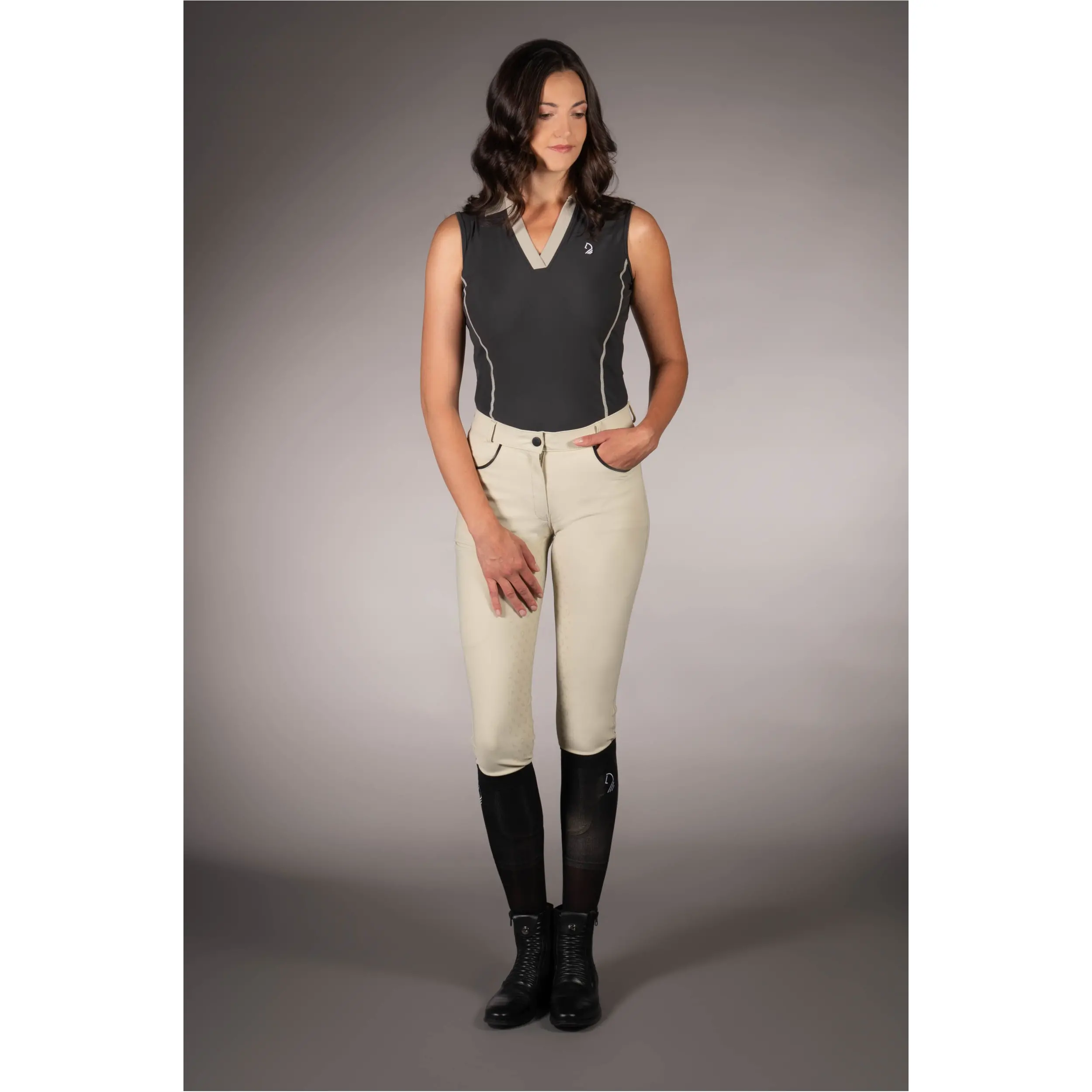 Damen Poloshirt ärmellos LIMONE schwarz