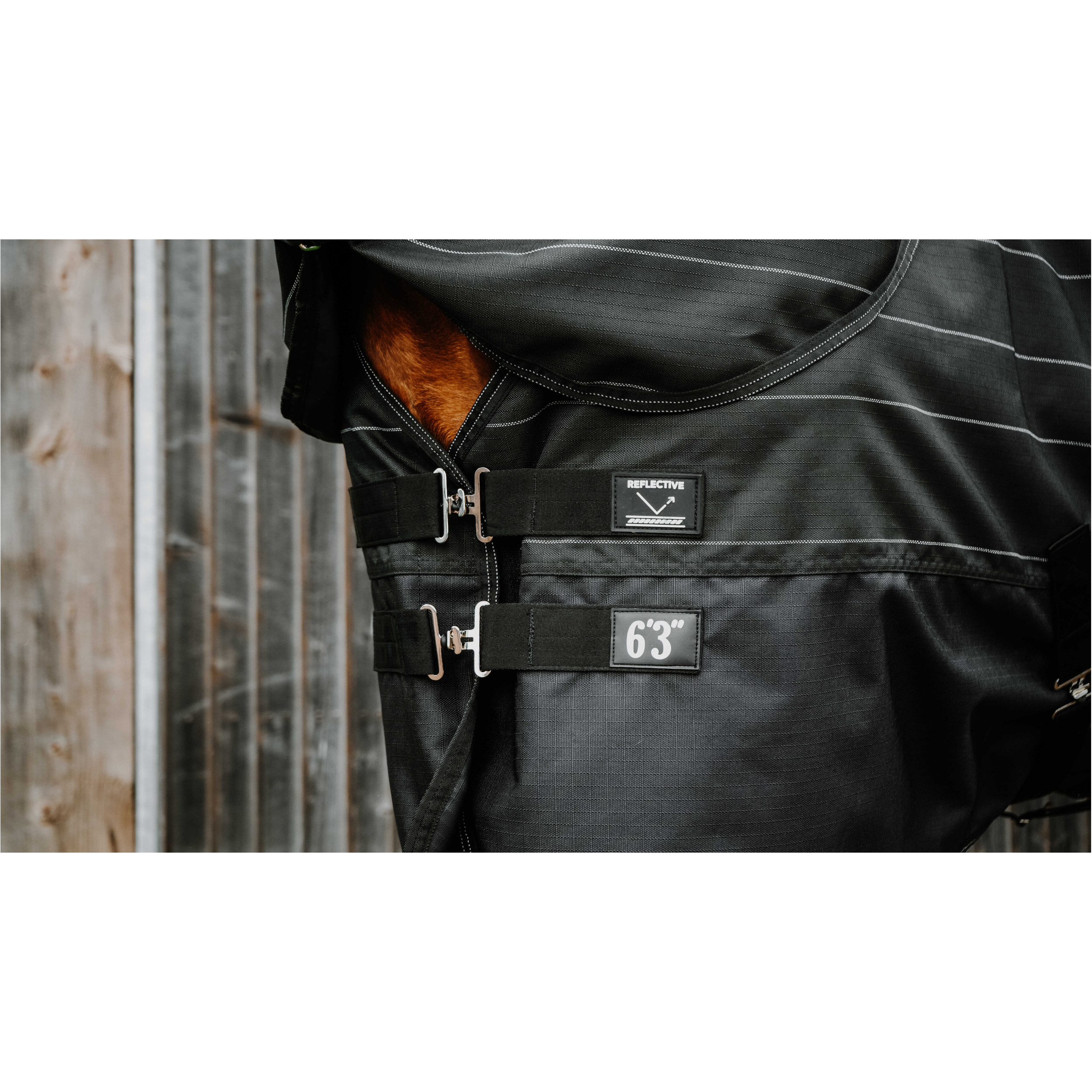 Regendecke reflektierend 600D TYREX Lumin EquiTheme schwarz