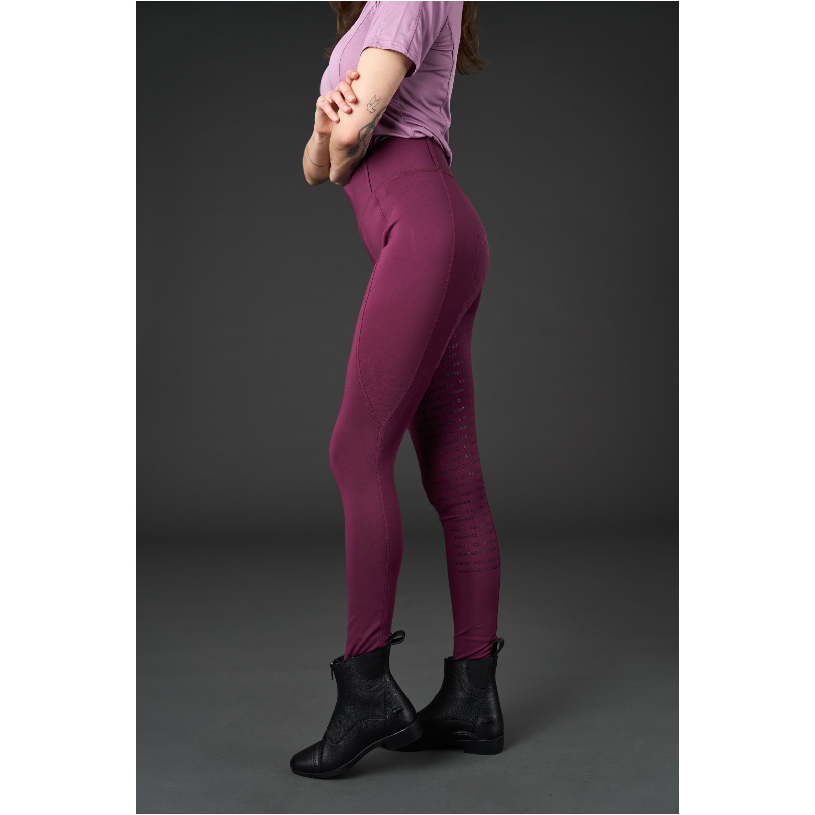 Damen Reitleggings Silikon Vollbesatz KENDRA italian plum
