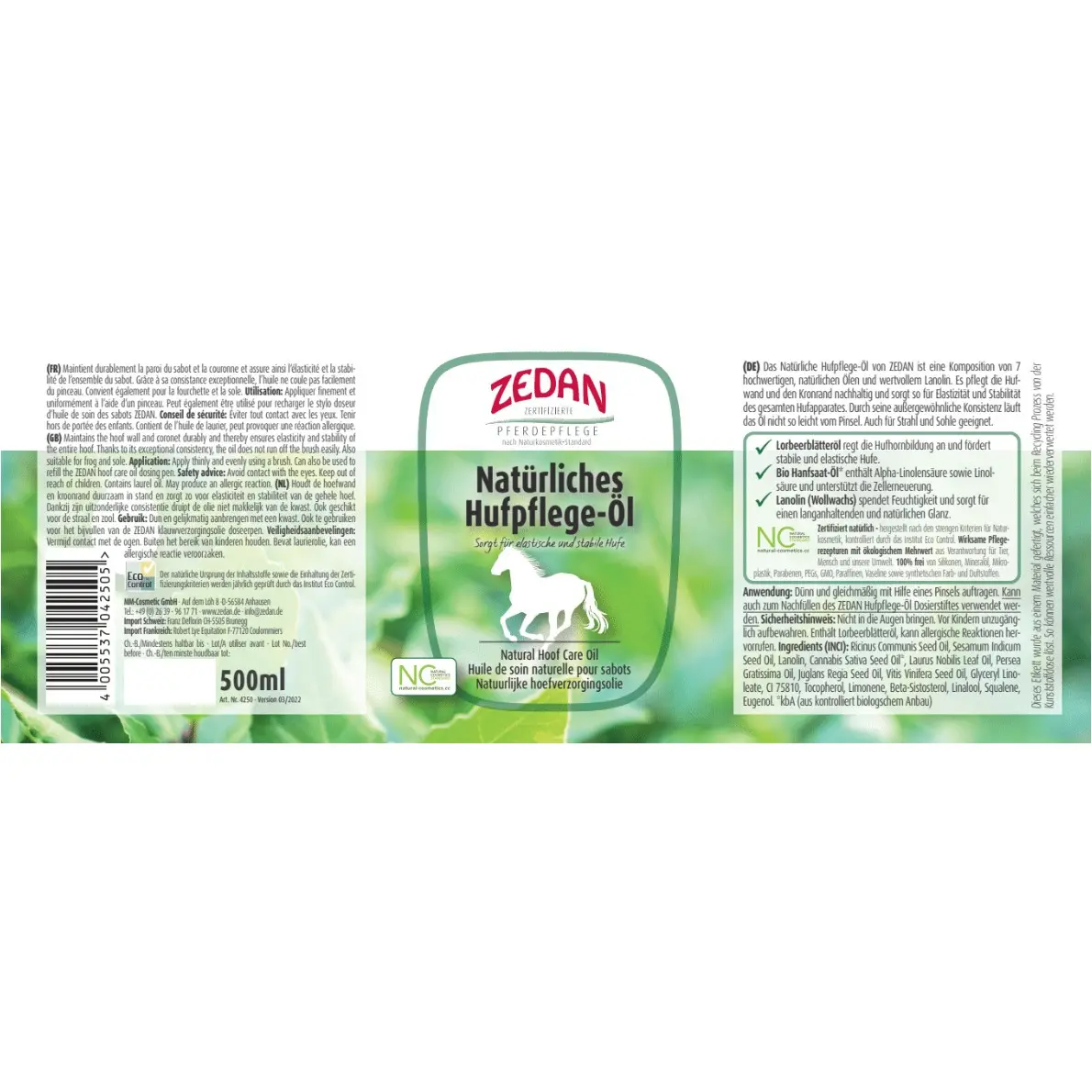 Natürliches Hufplege-Öl 500ml Dose
