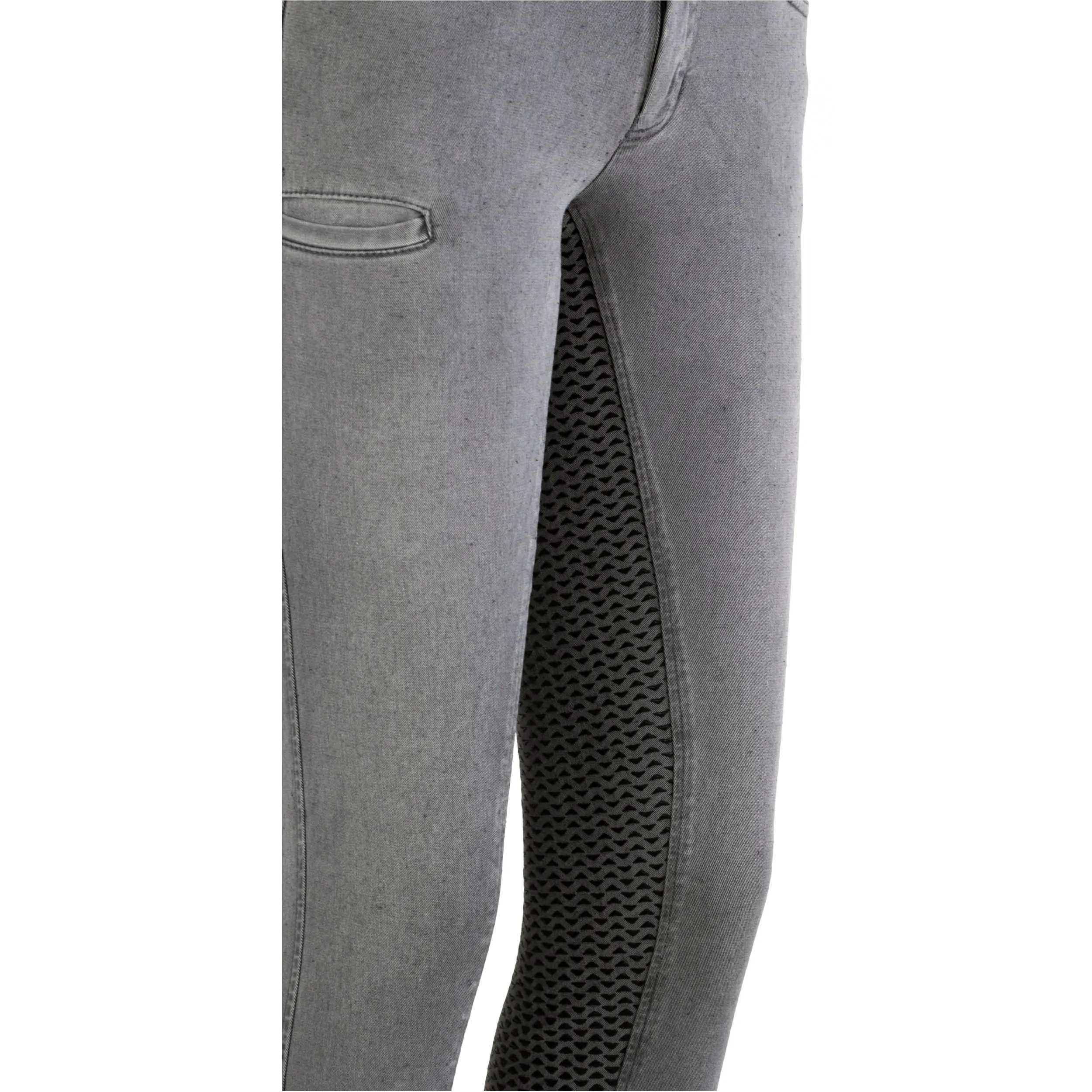 Damen Reithose Silikon Vollbesatz DORA Jeans hellgrau