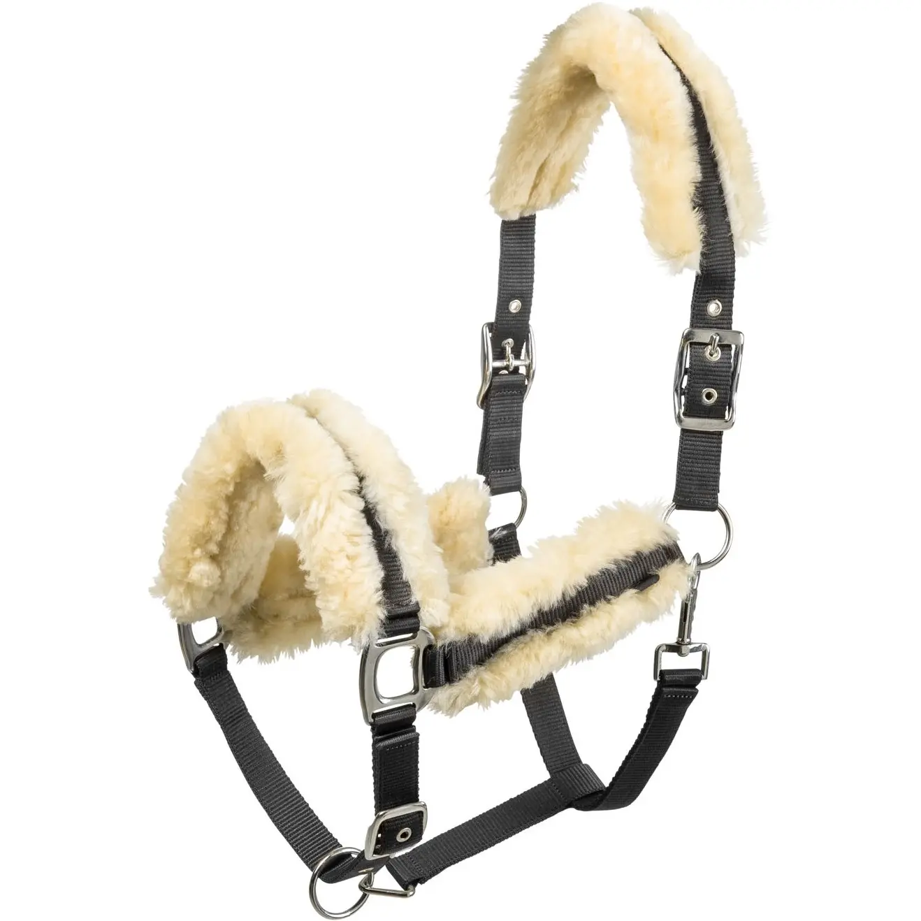 Halfter mit Kunstlammfell MOUTON Véritable grau