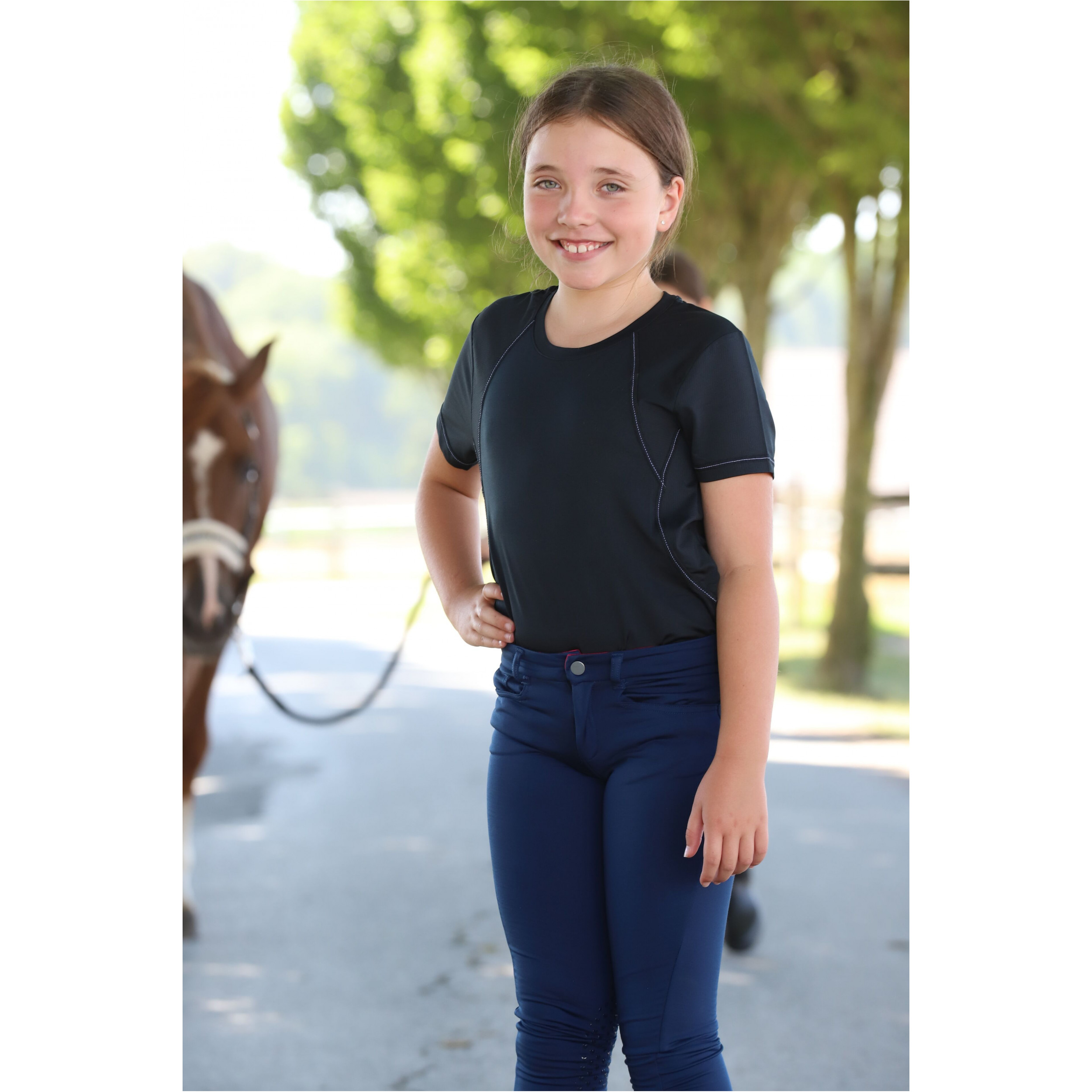 Kinder Reithose Silikon Kniebesatz COMFY dunkelblau