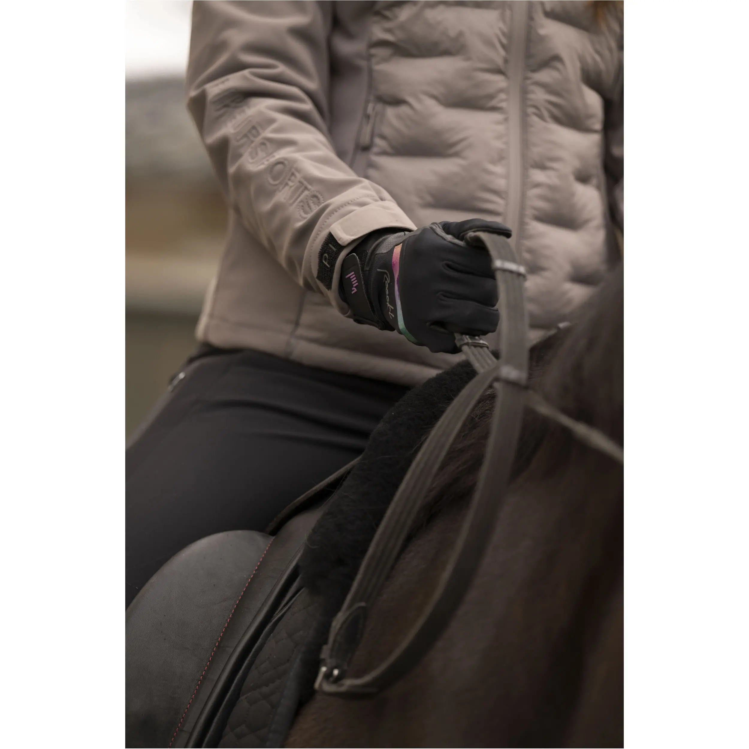 Winter Damen Reithandschuhe JINETA black/rainbow