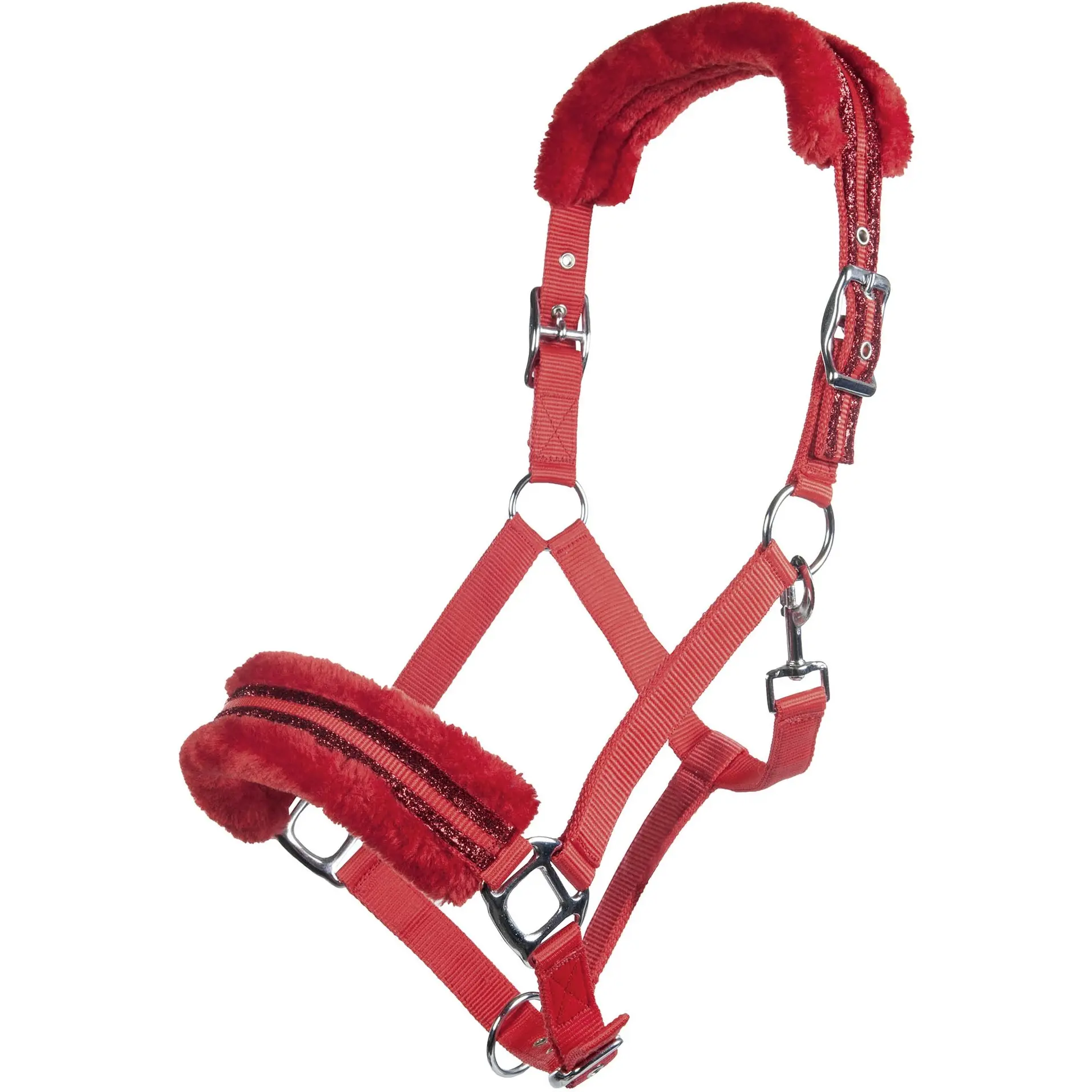 Halfter mit Polarfleece Polsterung GLITTER rot