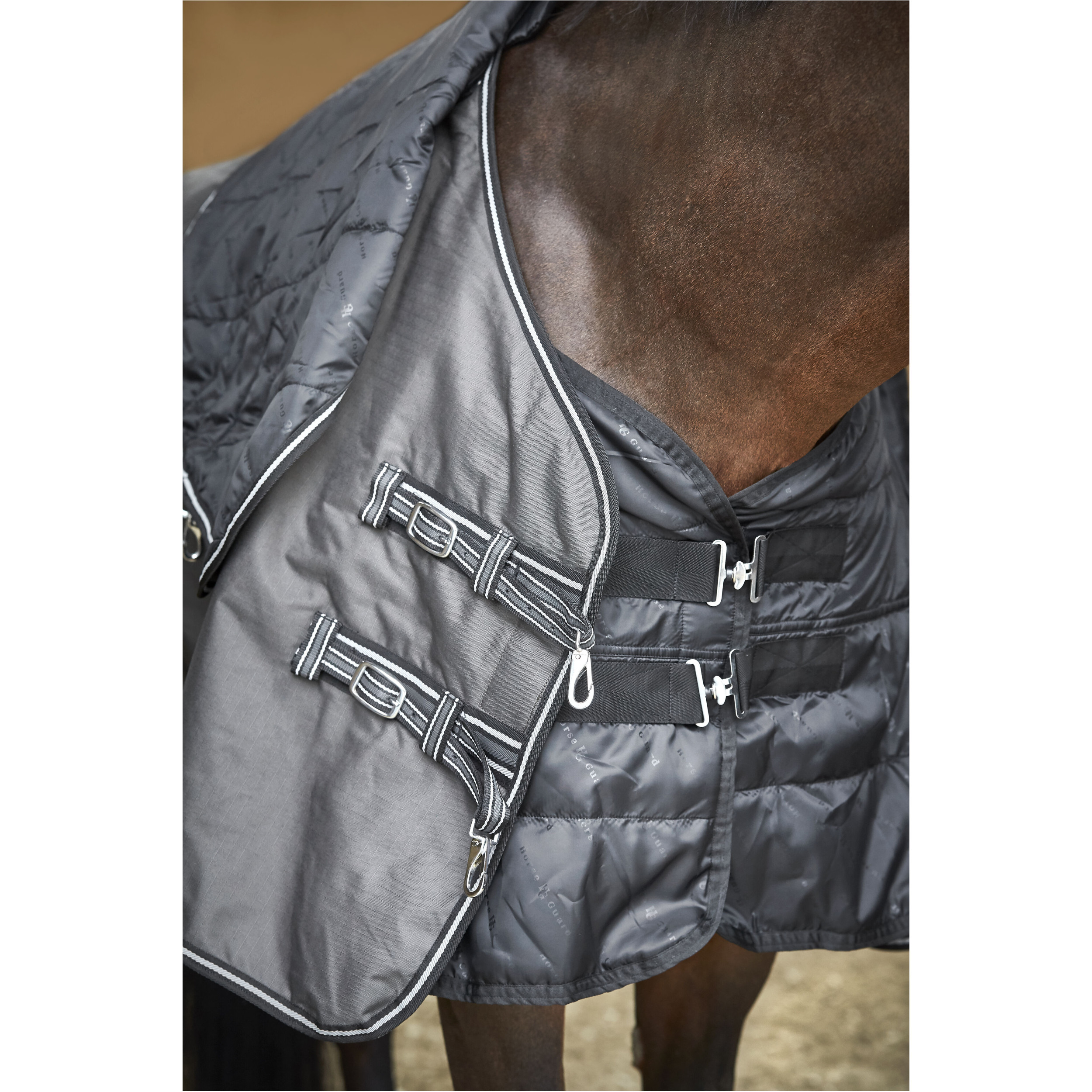 Turnoutdecke mit abnehmbarem Halsteil 100g Füllung 600D ADAPTING grau